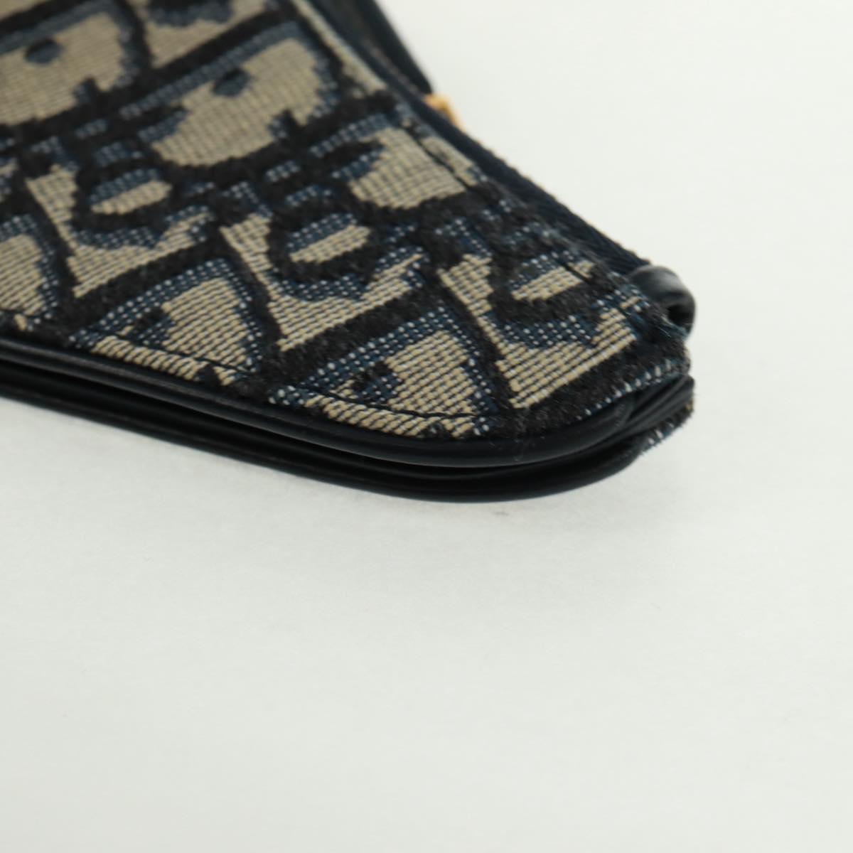 Christian Dior Trotter Canvas Saddle Pouch Navy Gold Auth bs32208V
