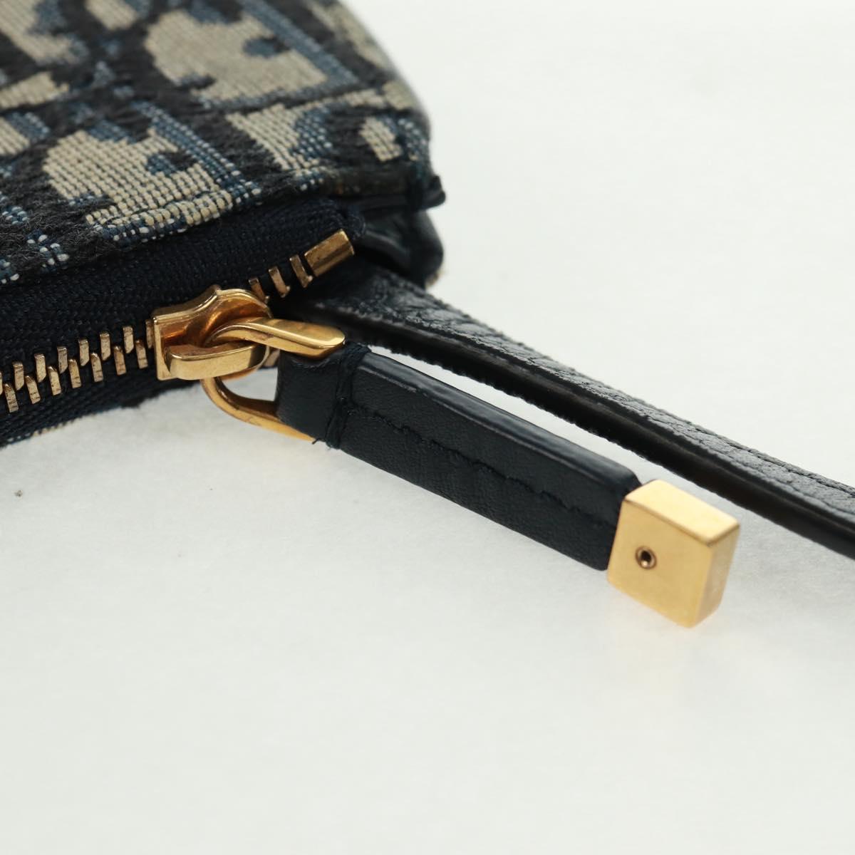 Christian Dior Trotter Canvas Saddle Pouch Navy Gold Auth bs32208V