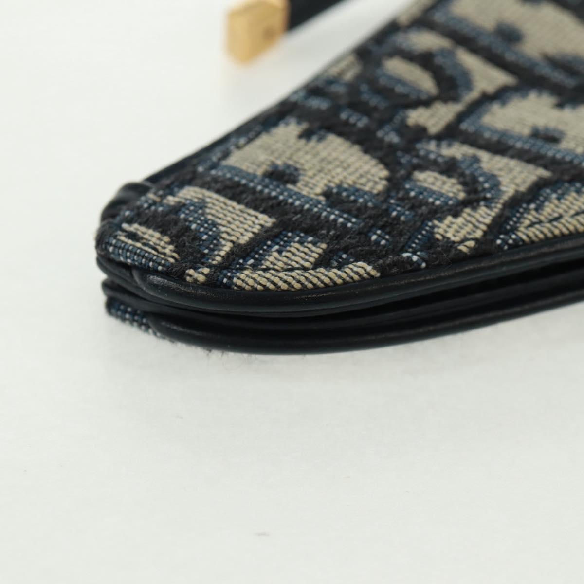 Christian Dior Trotter Canvas Saddle Pouch Navy Gold Auth bs32208V