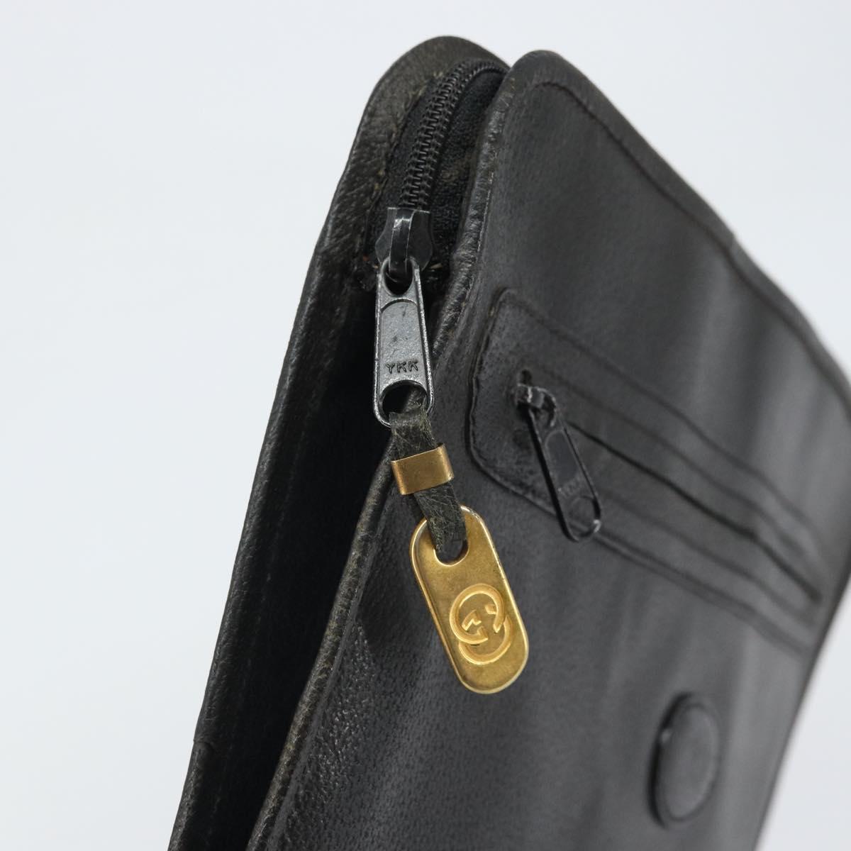 GUCCI Clutch Bag Leather Black 015 399 0282 Auth bs32210