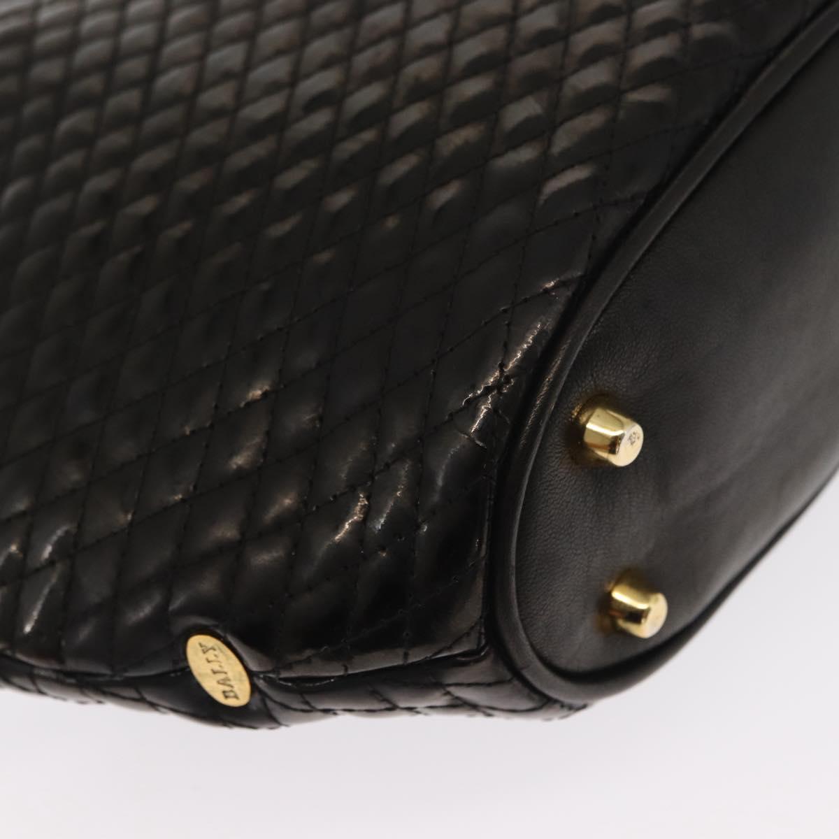 BALLY Chain Shoulder Bag Patent leather Gold Black Auth bs32211