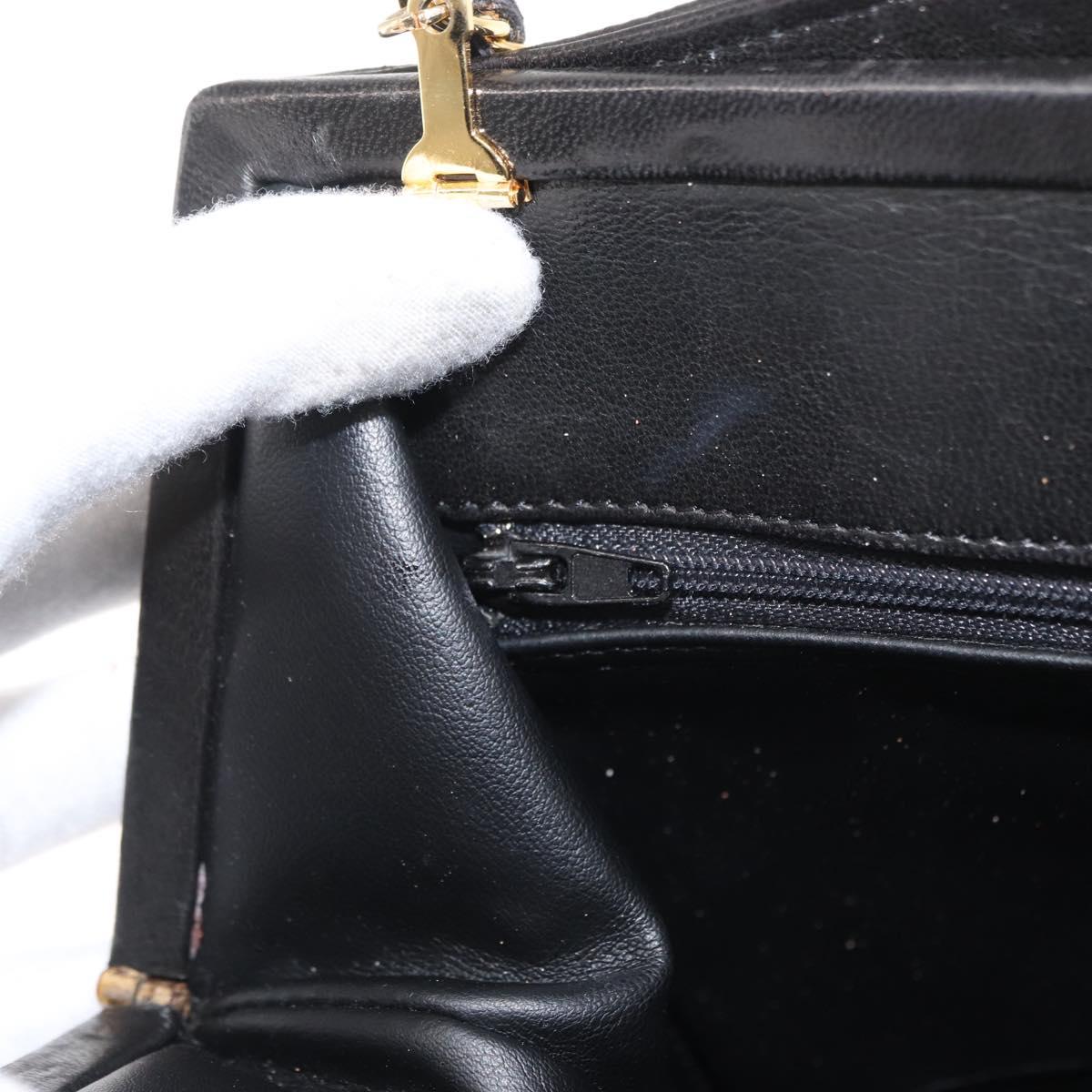 BALLY Chain Shoulder Bag Patent leather Gold Black Auth bs32211