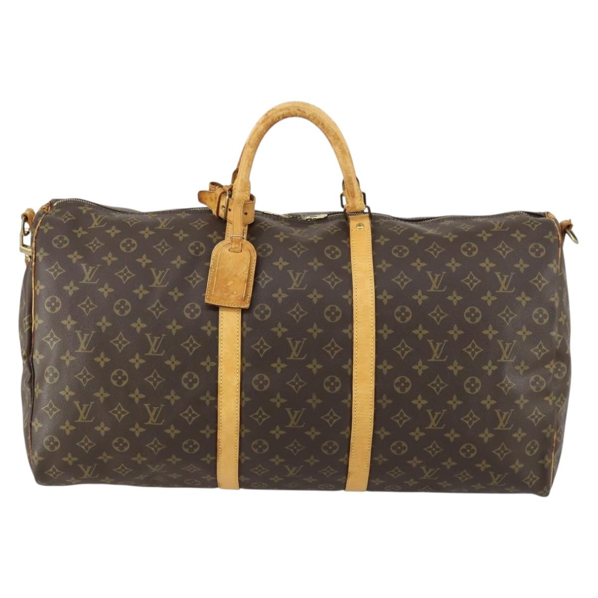 LOUIS VUITTON Monogram Keepall Bandouliere 60 Boston Bag M41412 LV Auth bs32216