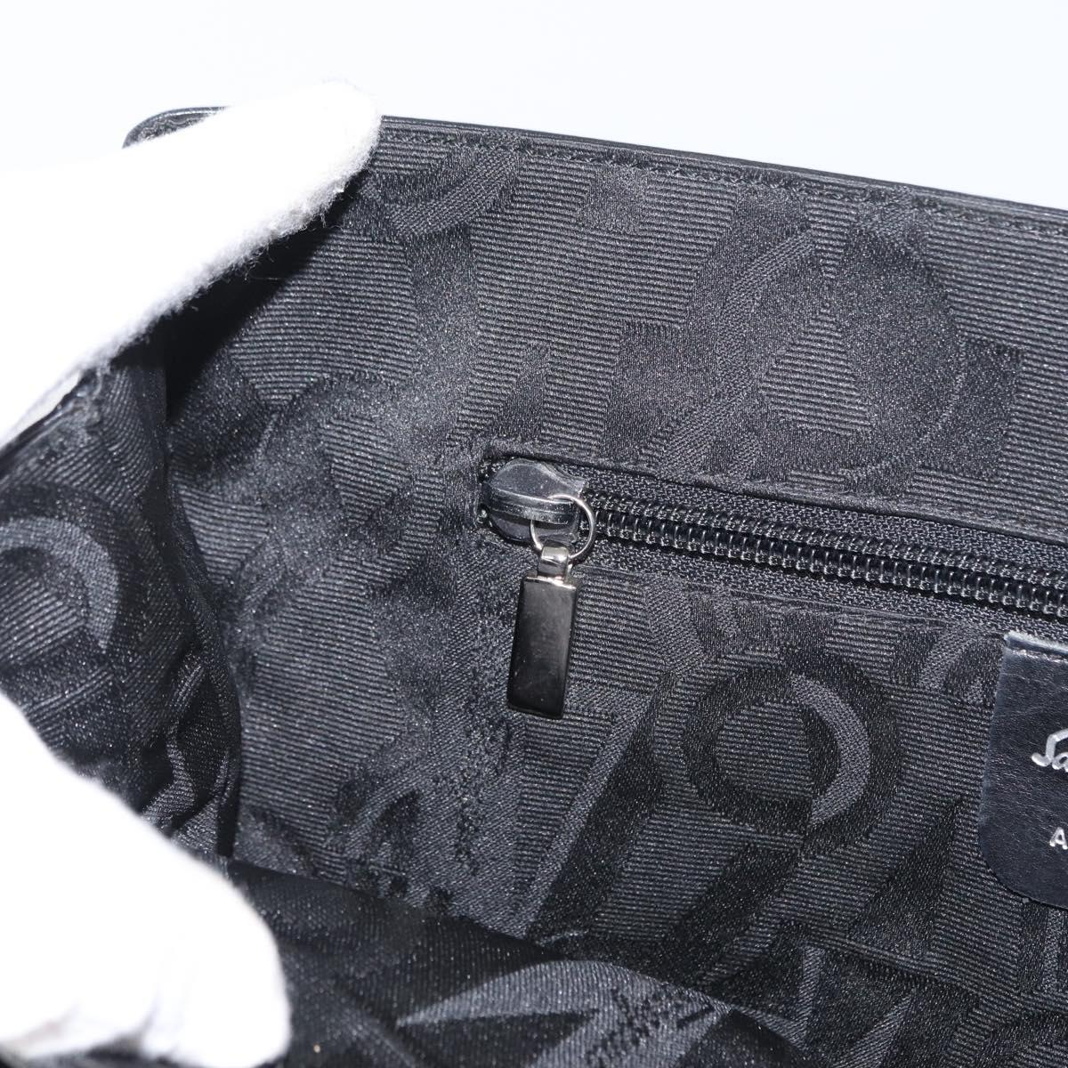 Salvatore Ferragamo Shoulder Bag Leather Black Silver Auth bs32241