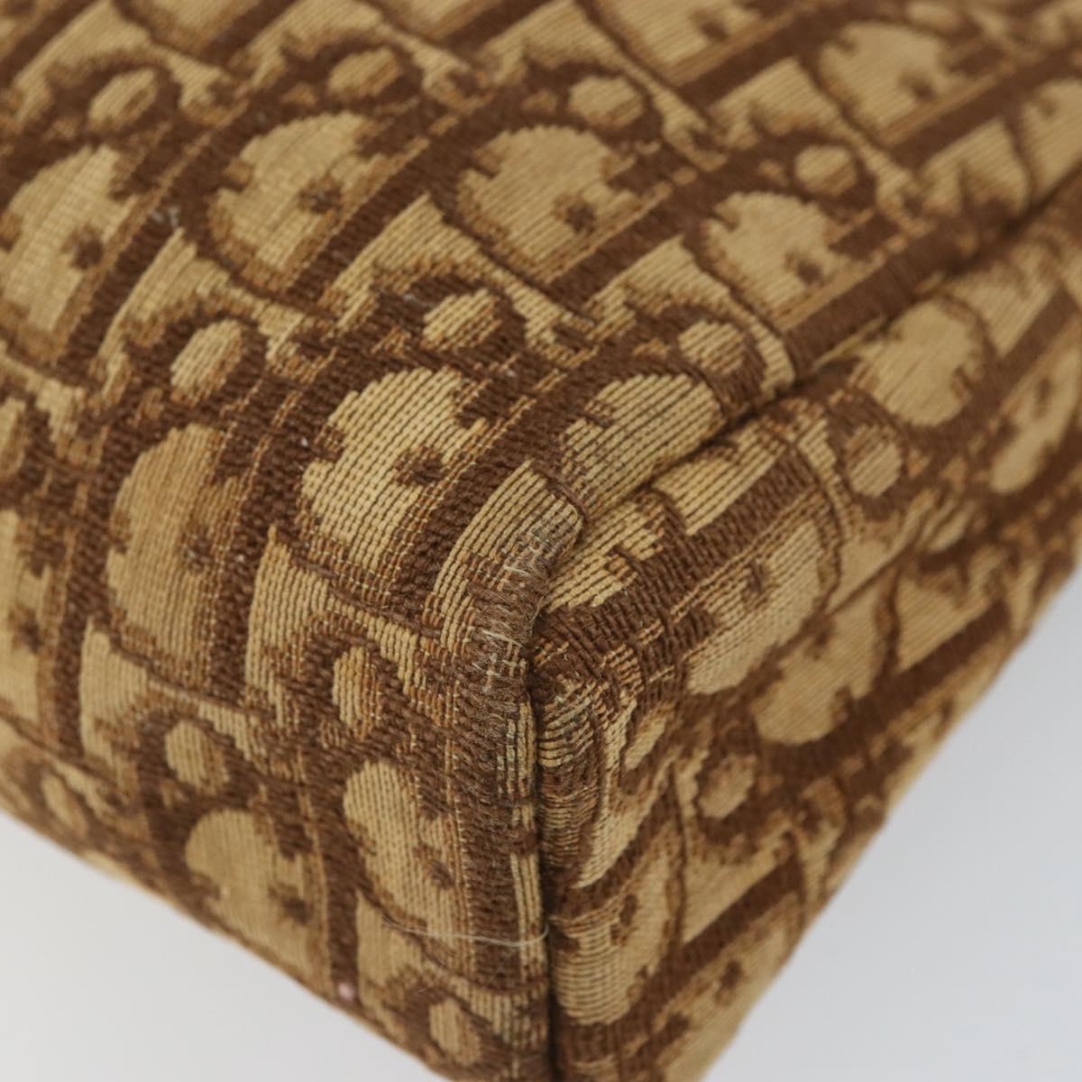 Christian Dior Trotter Canvas Shoulder Bag Brown Gold Auth bs32243