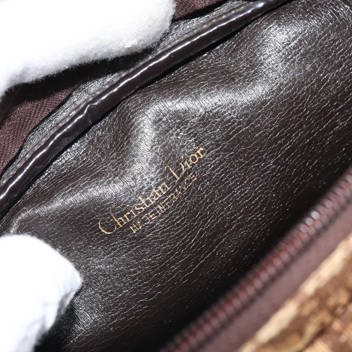 Christian Dior Trotter Canvas Shoulder Bag Brown Gold Auth bs32243