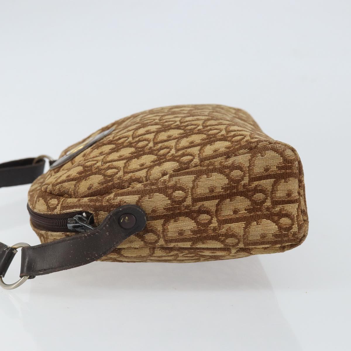 Christian Dior Trotter Canvas Shoulder Bag Brown Gold Auth bs32243
