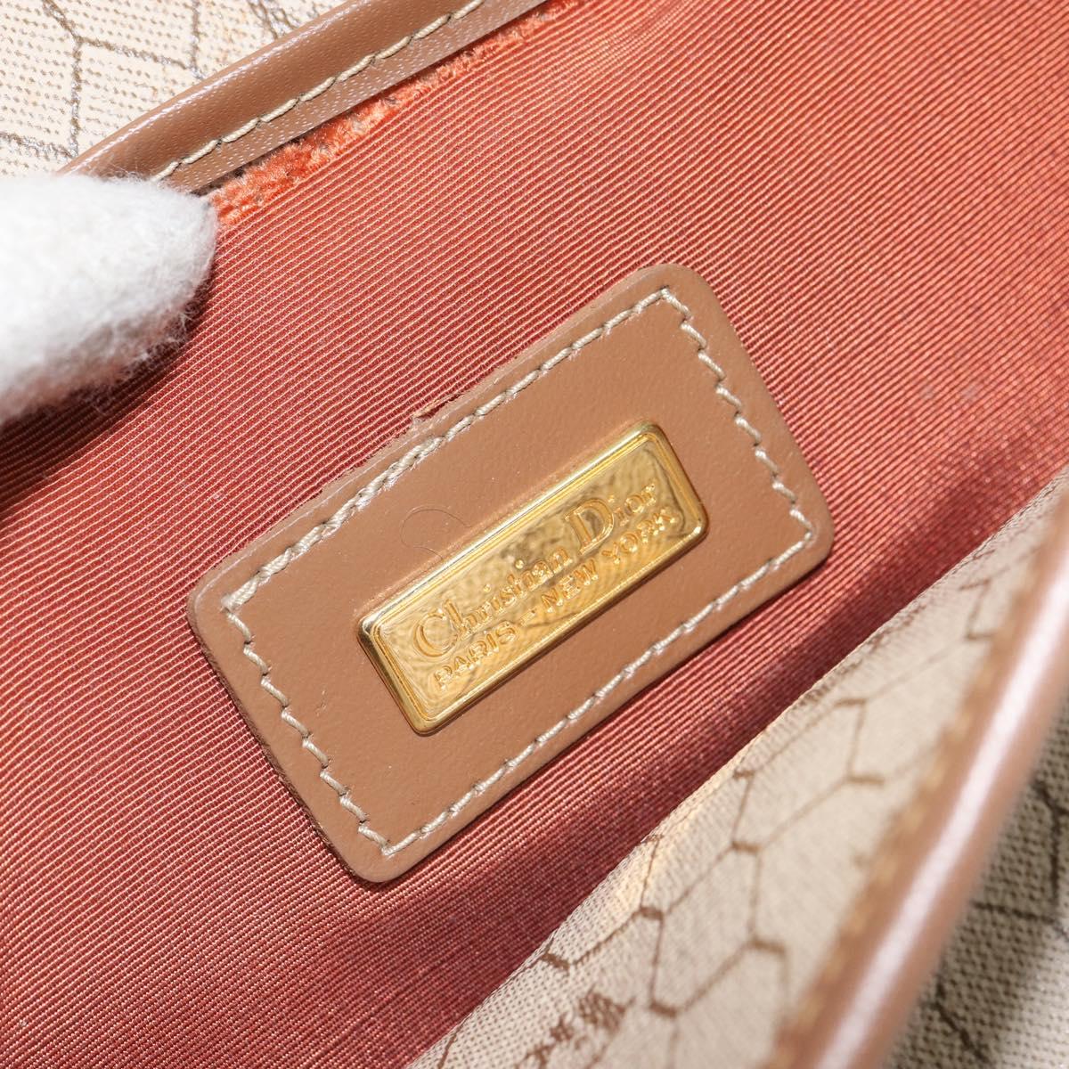 Christian Dior Honeycomb Canvas Shoulder Bag PVC Beige Gold Auth bs32244