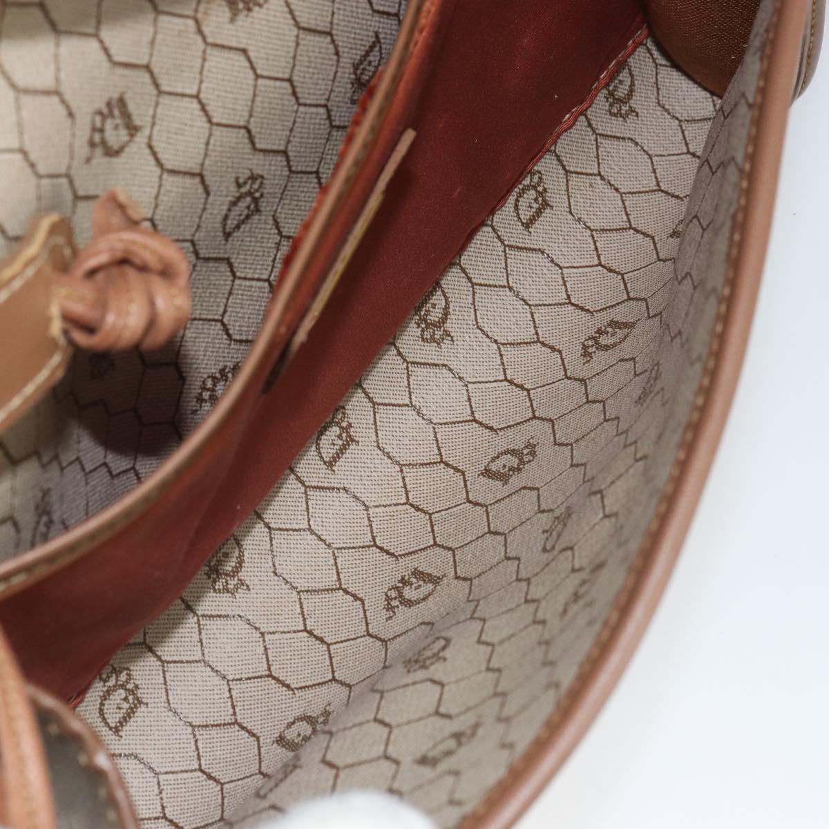 Christian Dior Honeycomb Canvas Shoulder Bag PVC Beige Gold Auth bs32244