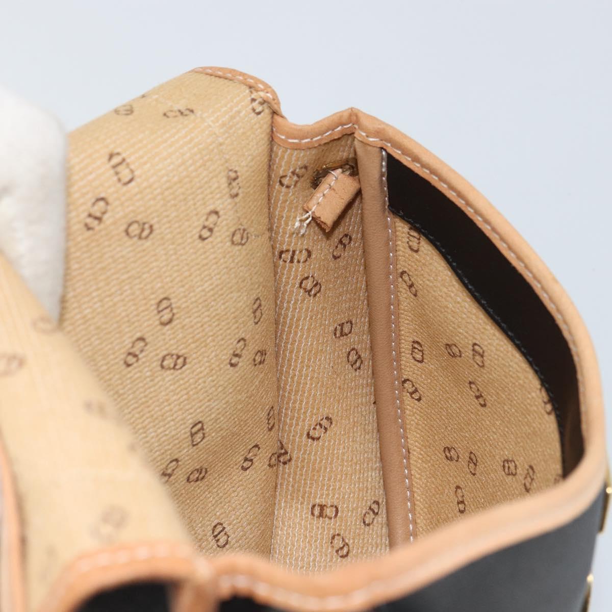 Christian Dior Shoulder Bag Canvas Black Gold Auth bs32245