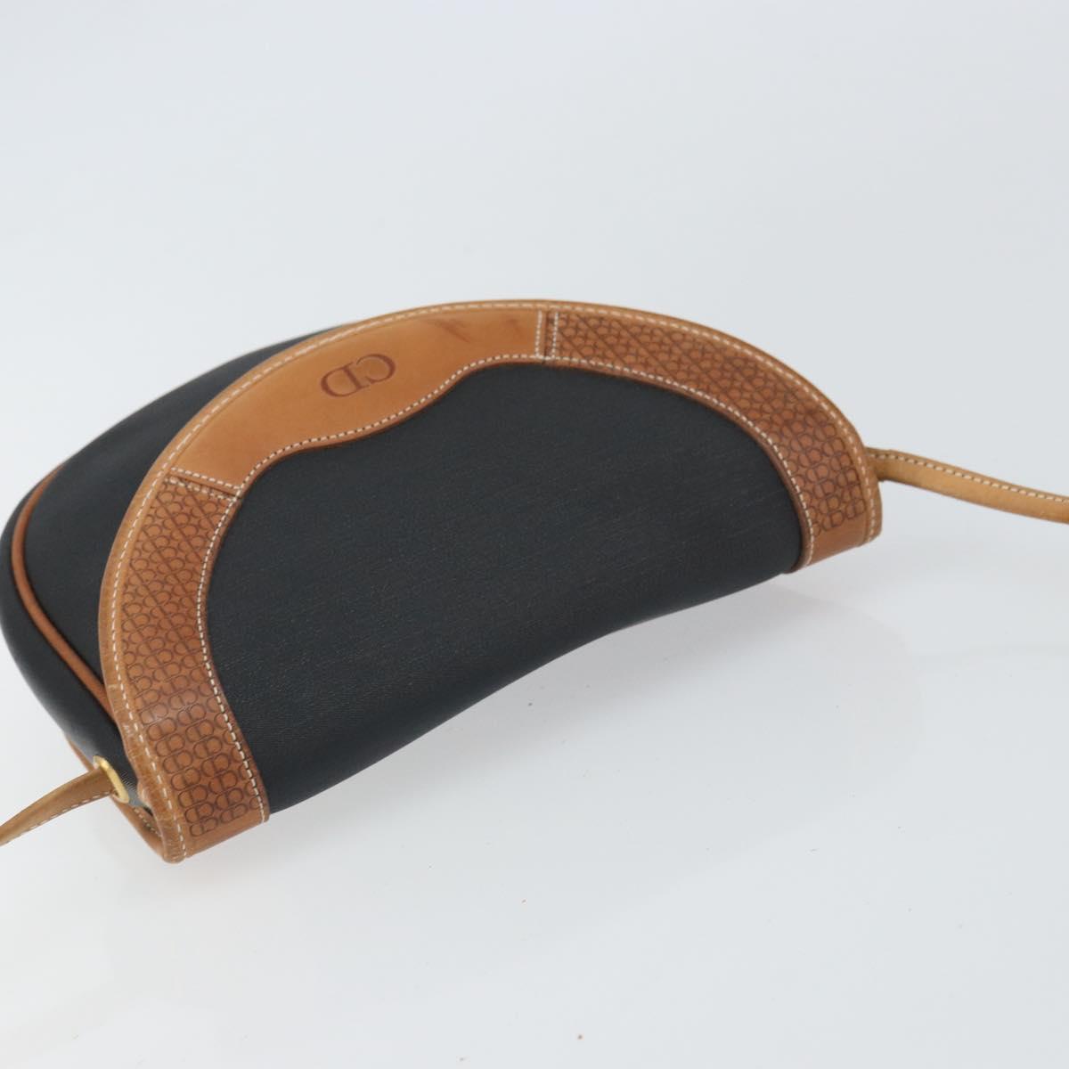 Christian Dior Shoulder Bag Canvas Black Gold Auth bs32245