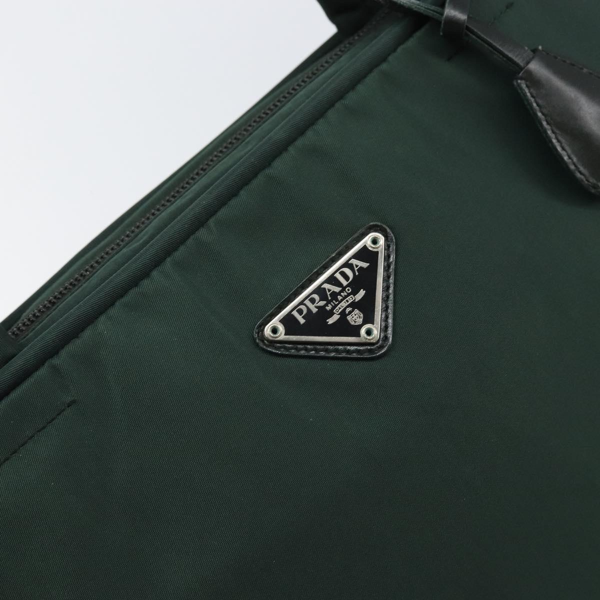 PRADA Tote Bag Nylon Green Silver Auth bs32246