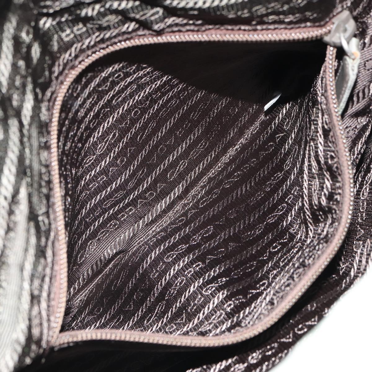PRADA Tote Bag Nylon Khaki Silver Auth bs32247