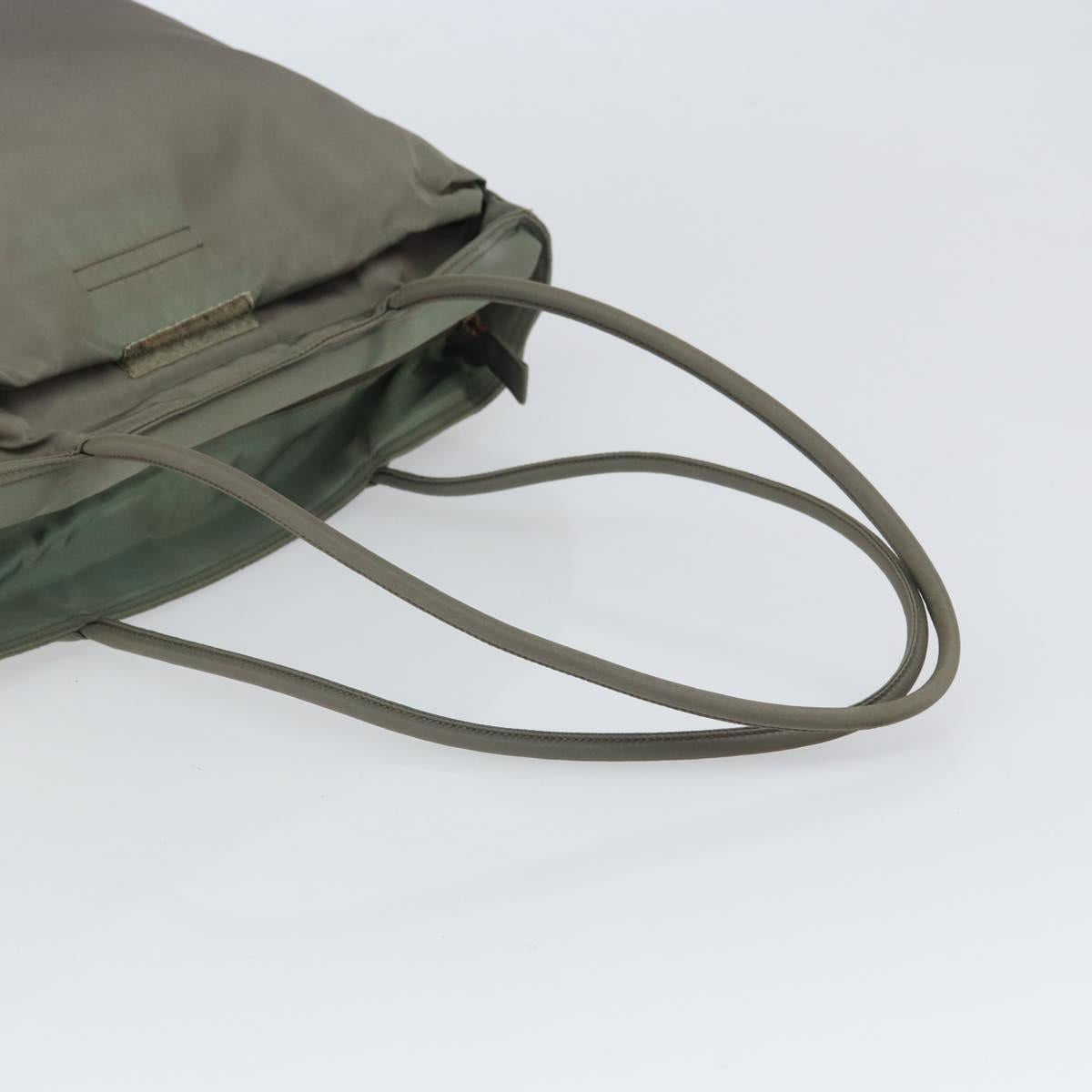 PRADA Tote Bag Nylon Khaki Silver Auth bs32247
