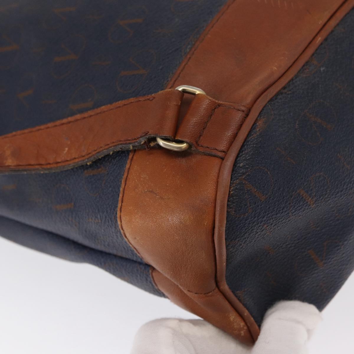 VALENTINO Backpack Leather Navy Gold Auth bs32249