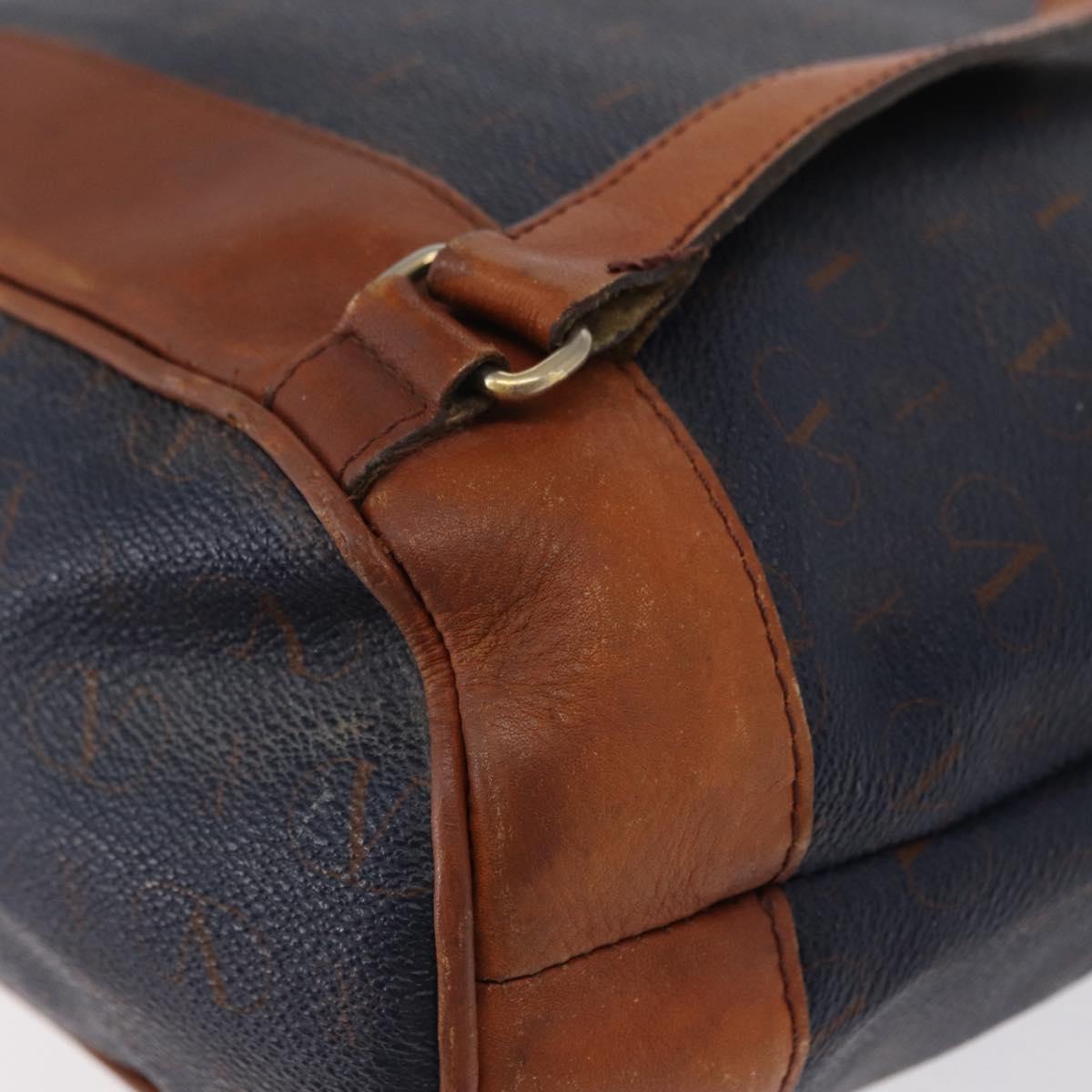 VALENTINO Backpack Leather Navy Gold Auth bs32249
