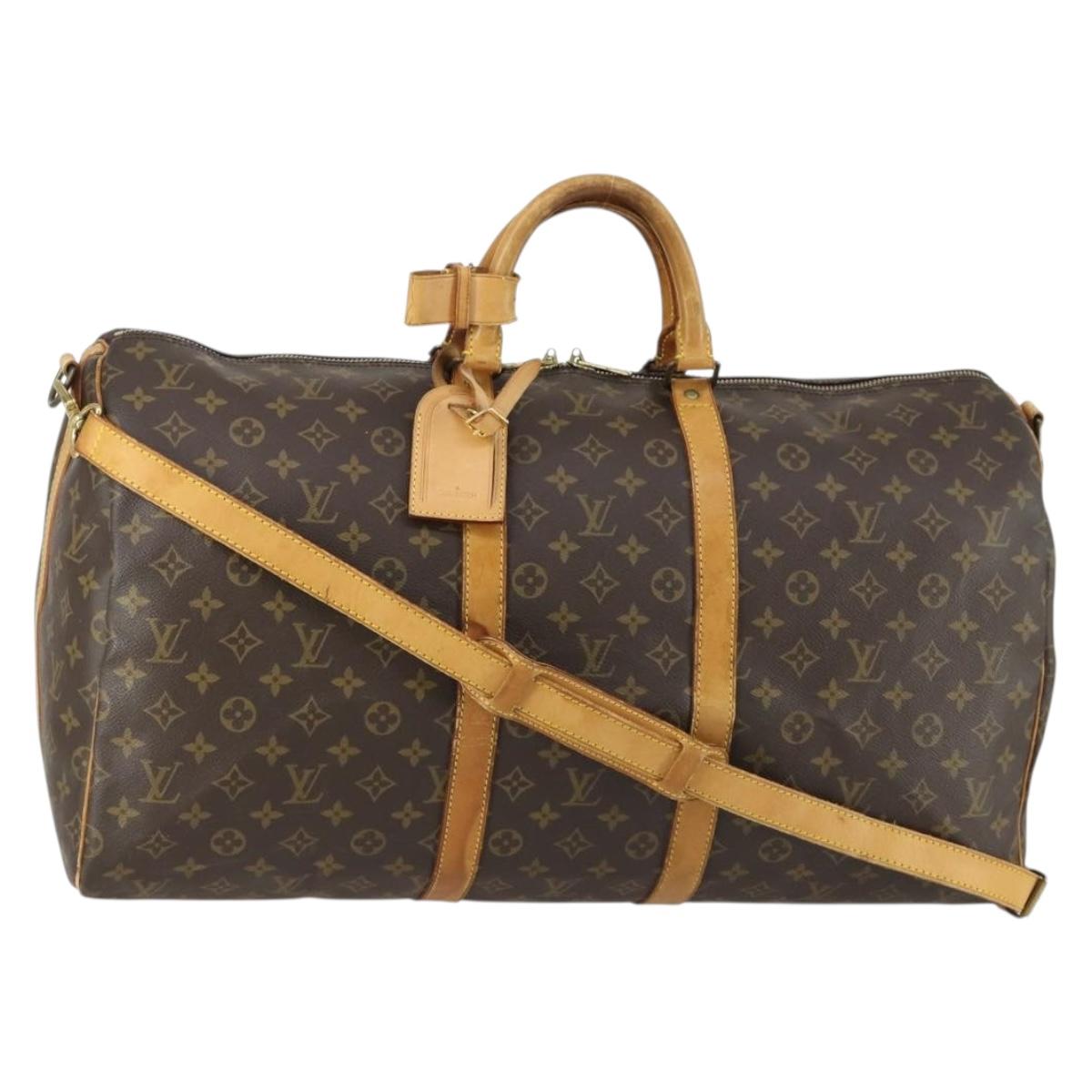 LOUIS VUITTON Monogram Keepall Bandouliere 55 Boston Bag M41414 LV Auth bs32252