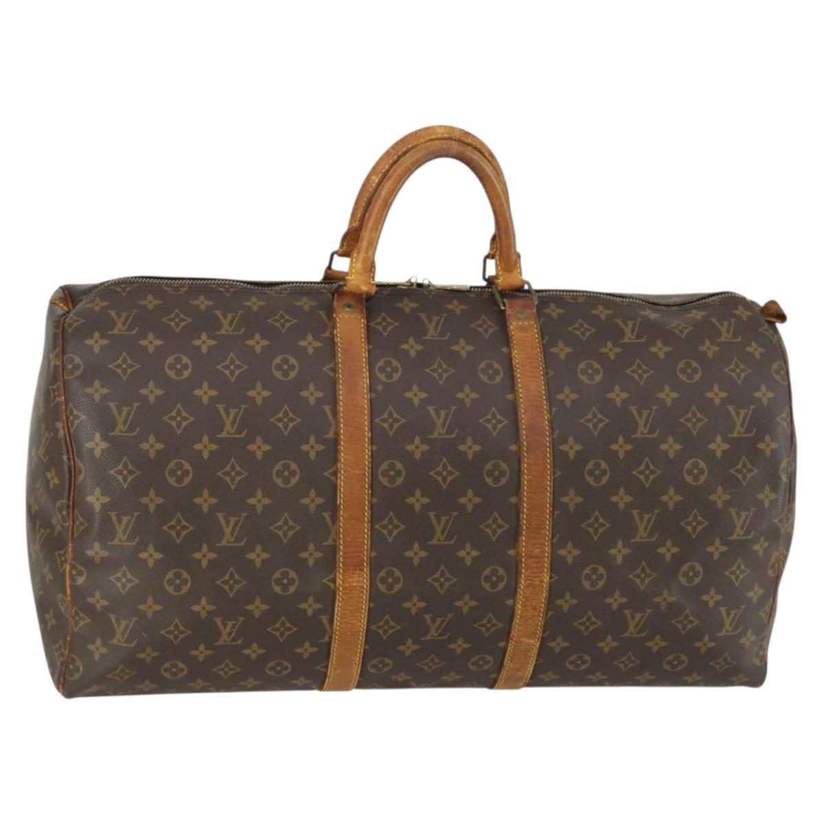 LOUIS VUITTON Monogram Keepall 55 Boston Bag M41424 LV Auth bs32253