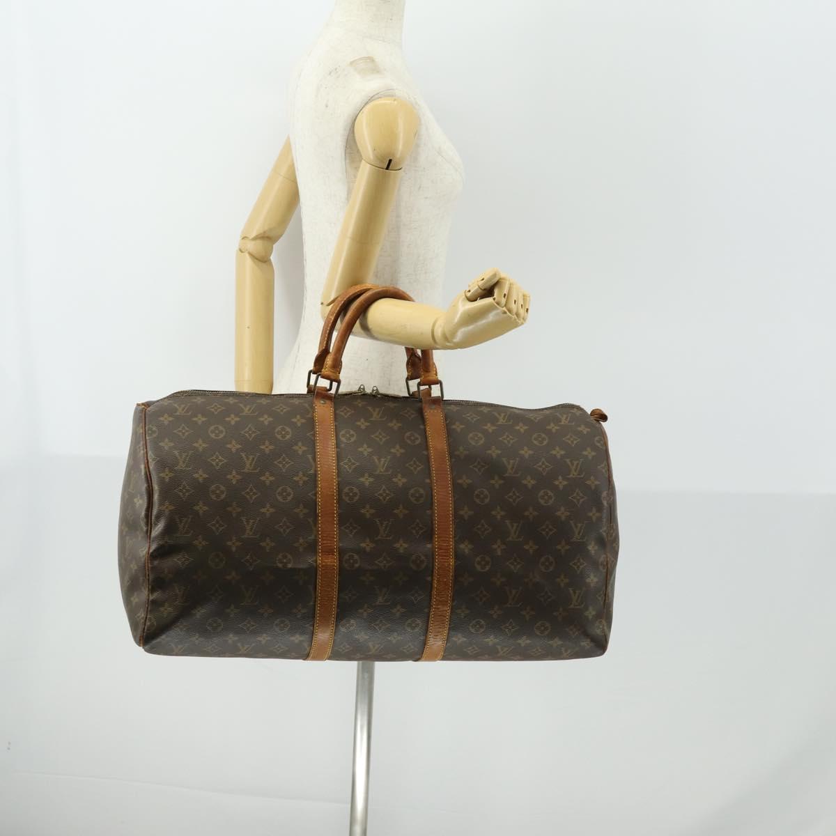 LOUIS VUITTON Monogram Keepall 55 Boston Bag M41424 LV Auth bs32253