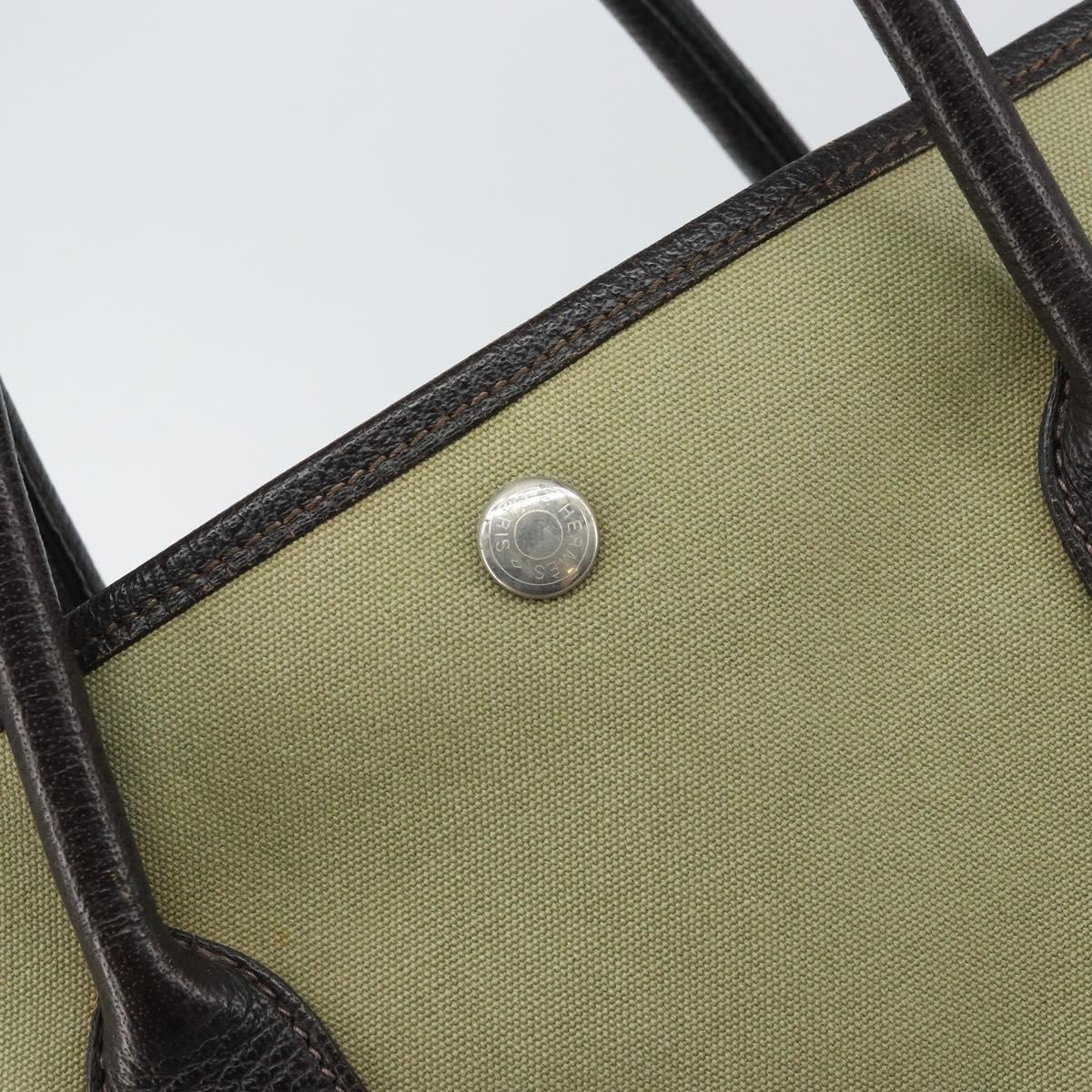 HERMES Garden Party MM Tote Bag Canvas Beige Auth bs32258