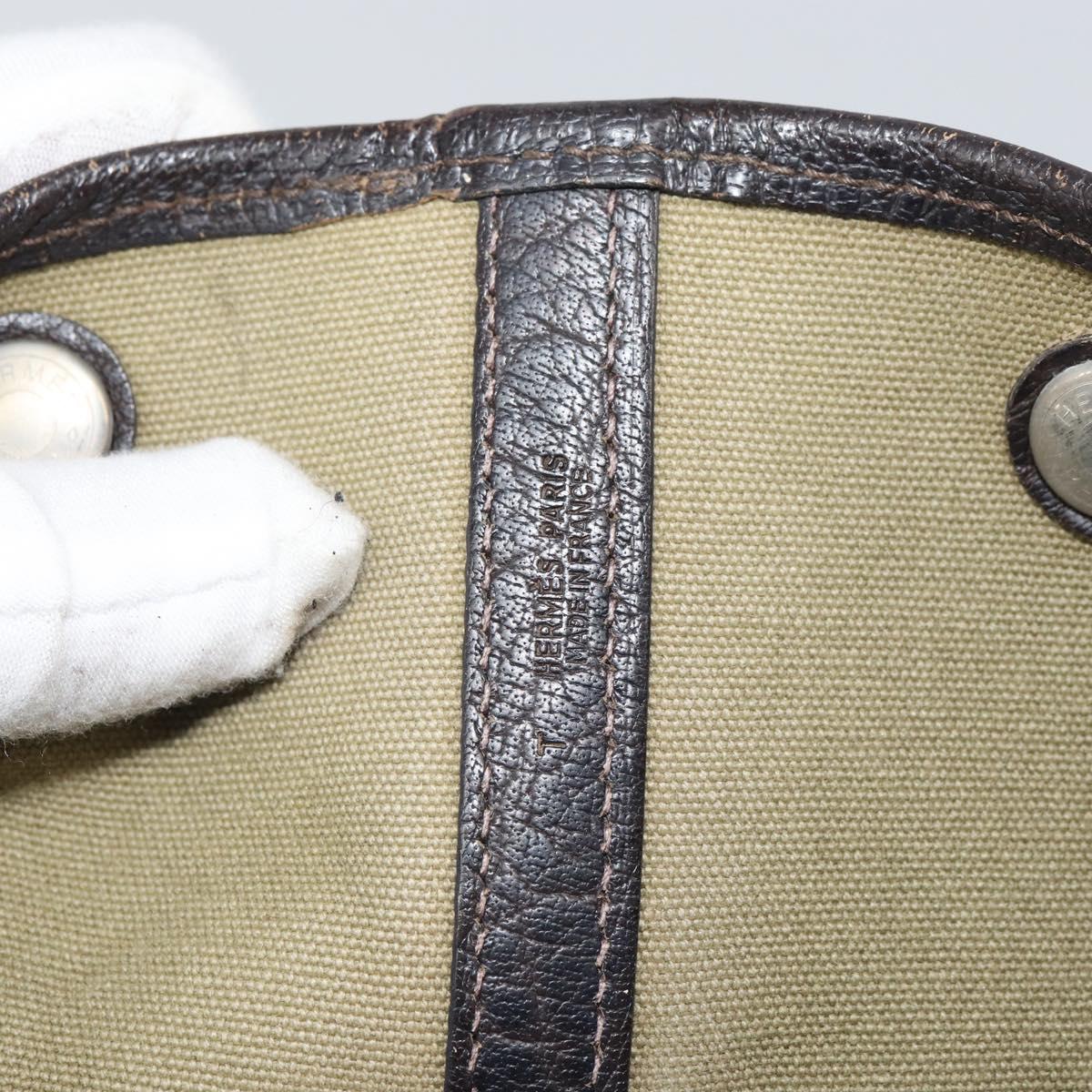 HERMES Garden Party MM Tote Bag Canvas Beige Auth bs32258