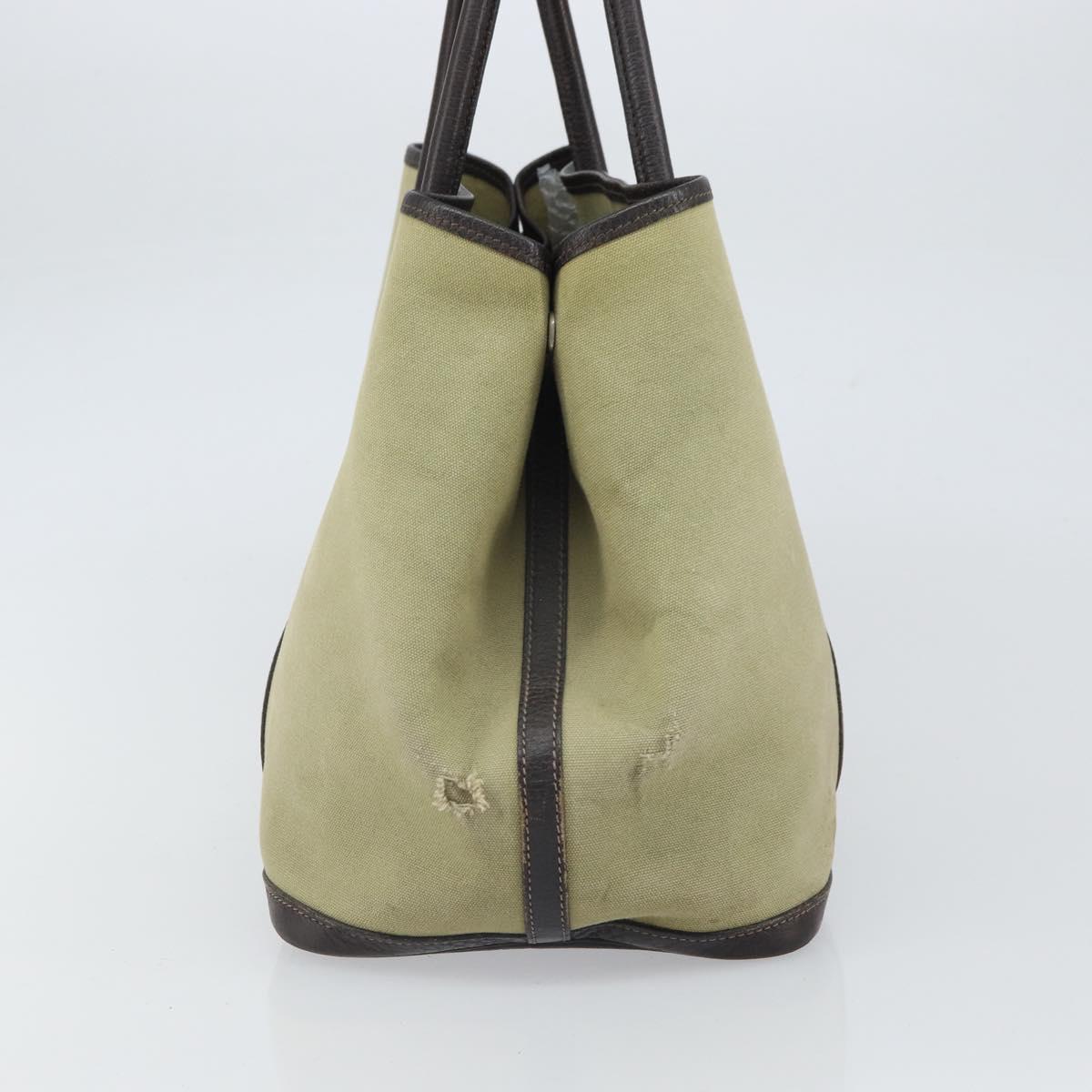 HERMES Garden Party MM Tote Bag Canvas Beige Auth bs32258