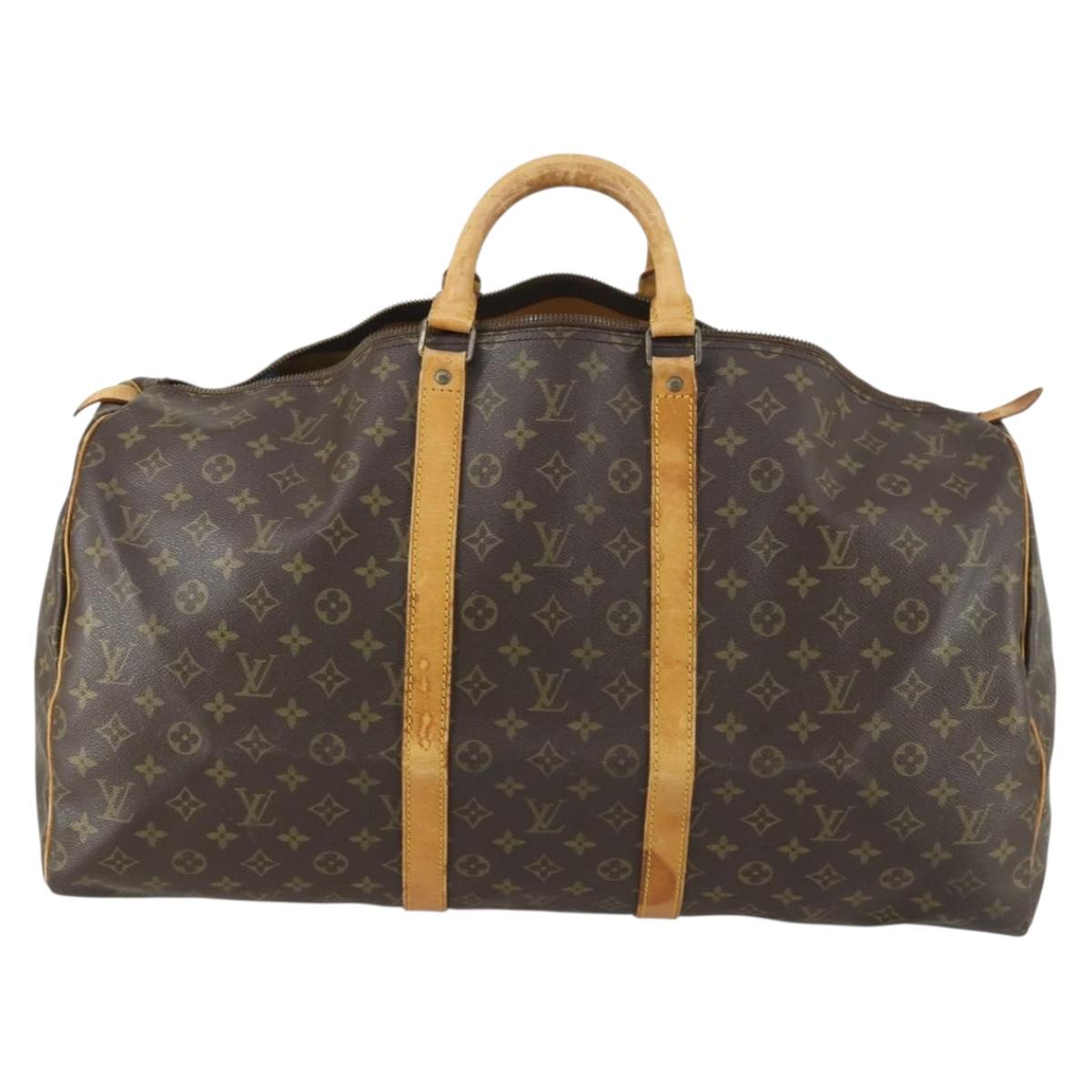 LOUIS VUITTON Monogram Keepall 55 Boston Bag M41424 LV Auth bs32264