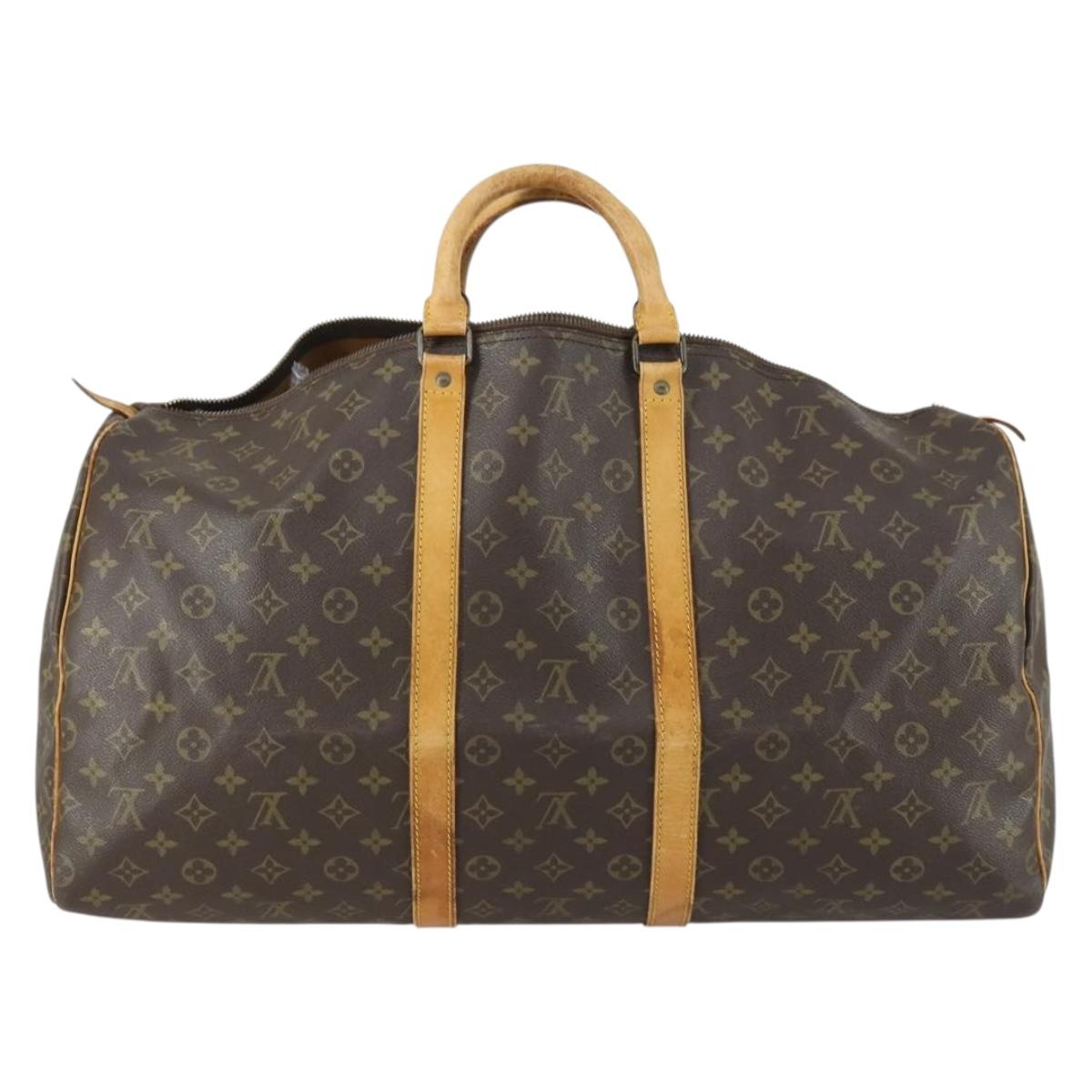 LOUIS VUITTON Monogram Keepall 55 Boston Bag M41424 LV Auth bs32264