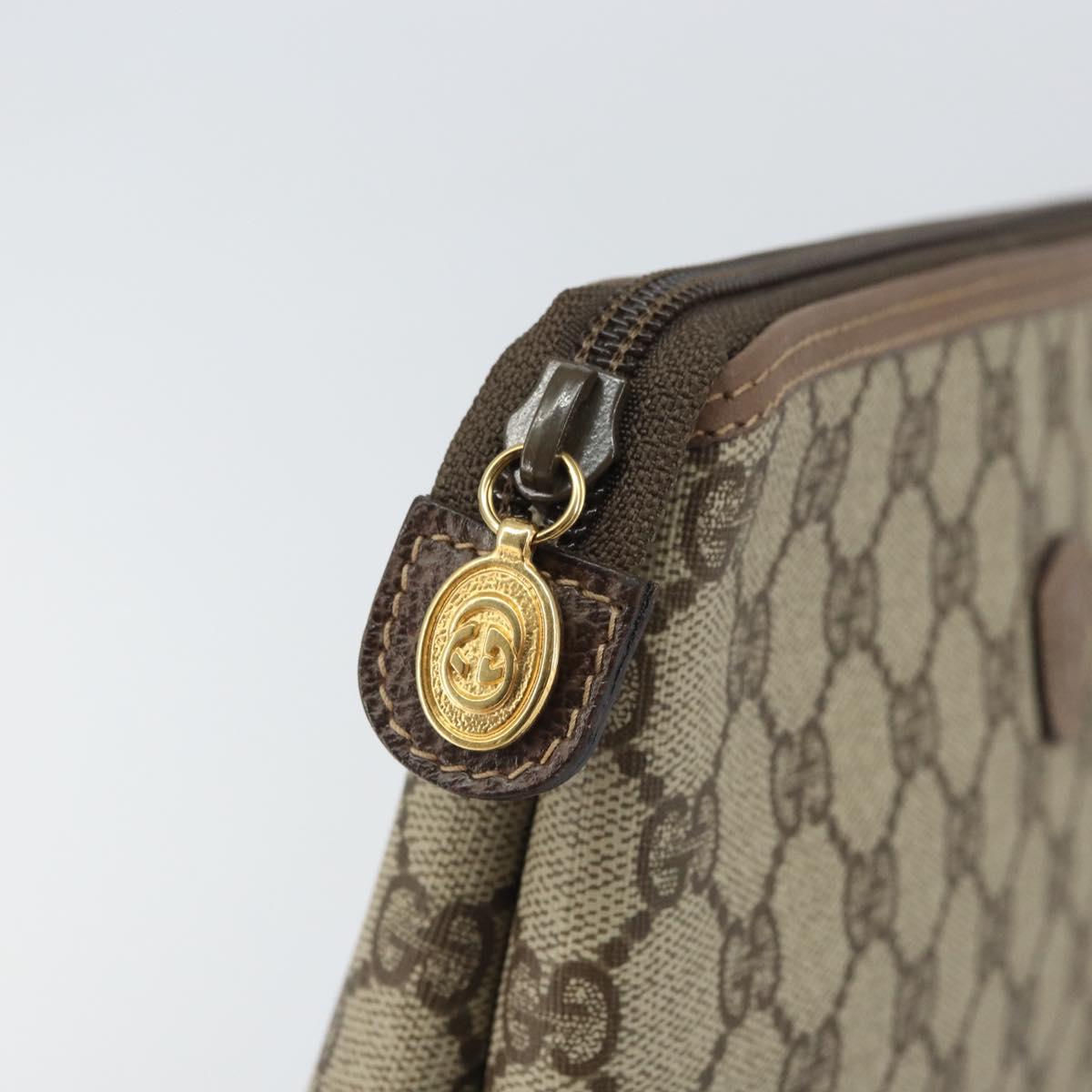 GUCCI GG Supreme Clutch Bag PVC Beige Gold 014 115 6088 Auth bs32272