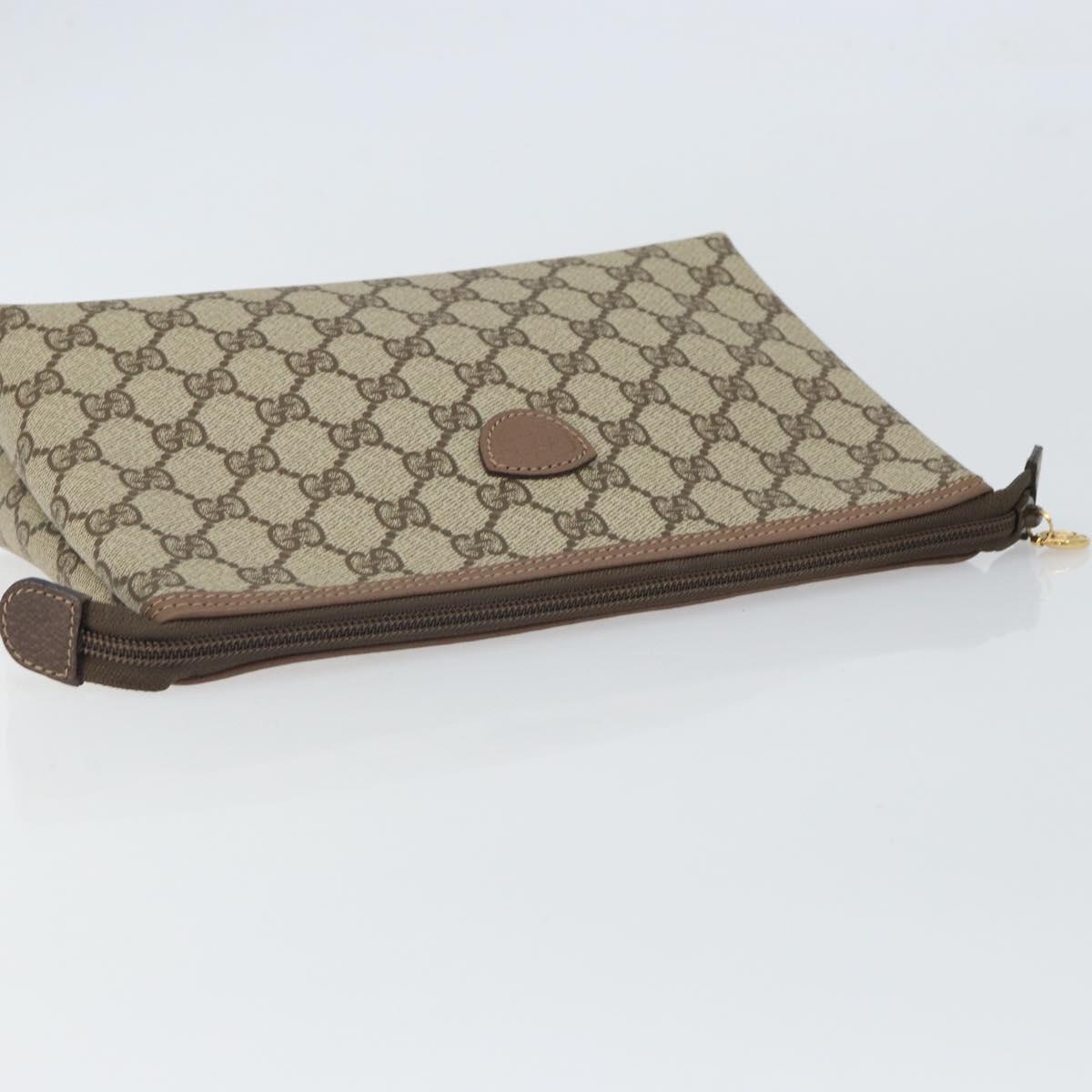 GUCCI GG Supreme Clutch Bag PVC Beige Gold 014 115 6088 Auth bs32272