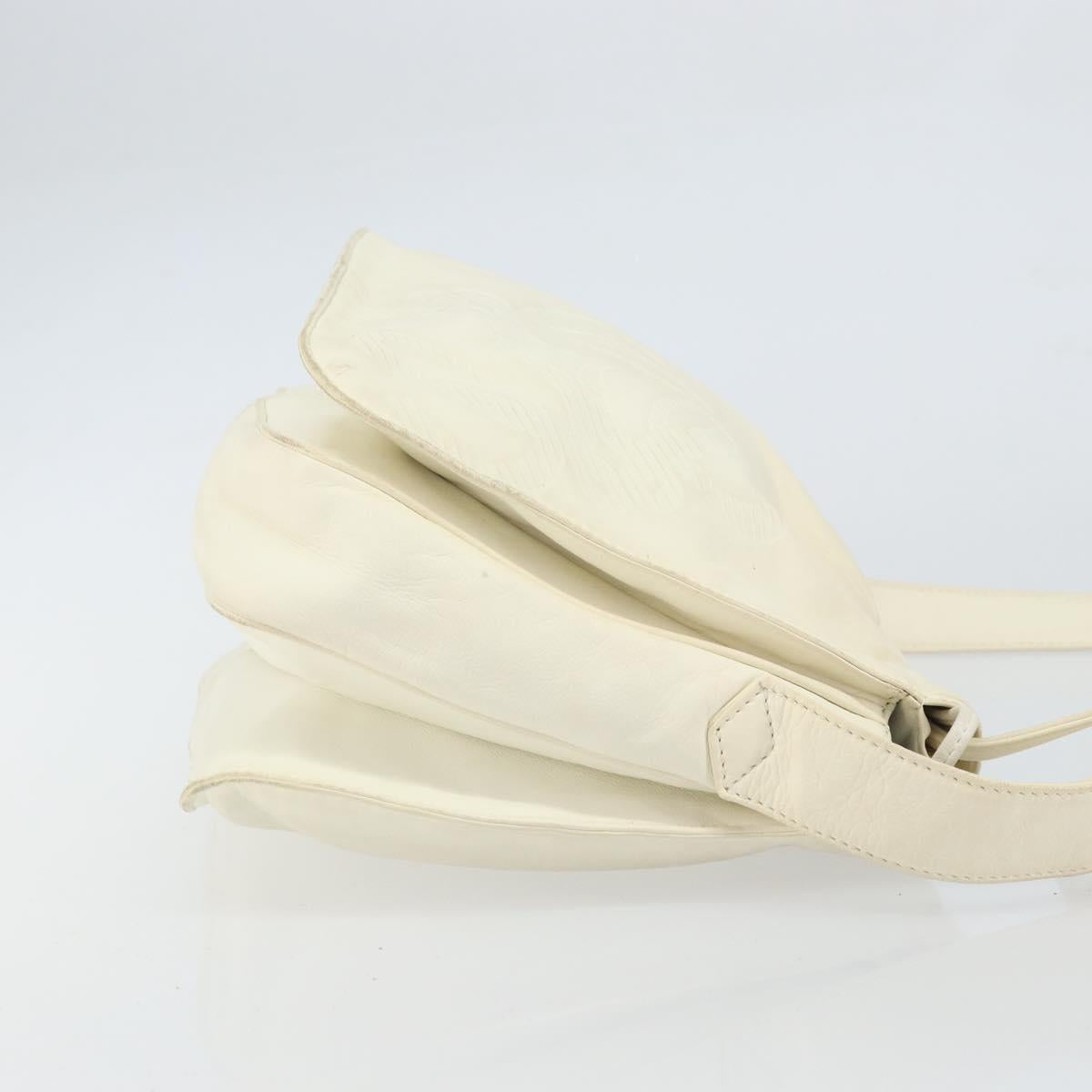 LOEWE Anagram Shoulder Bag Leather White Gold Auth bs32275