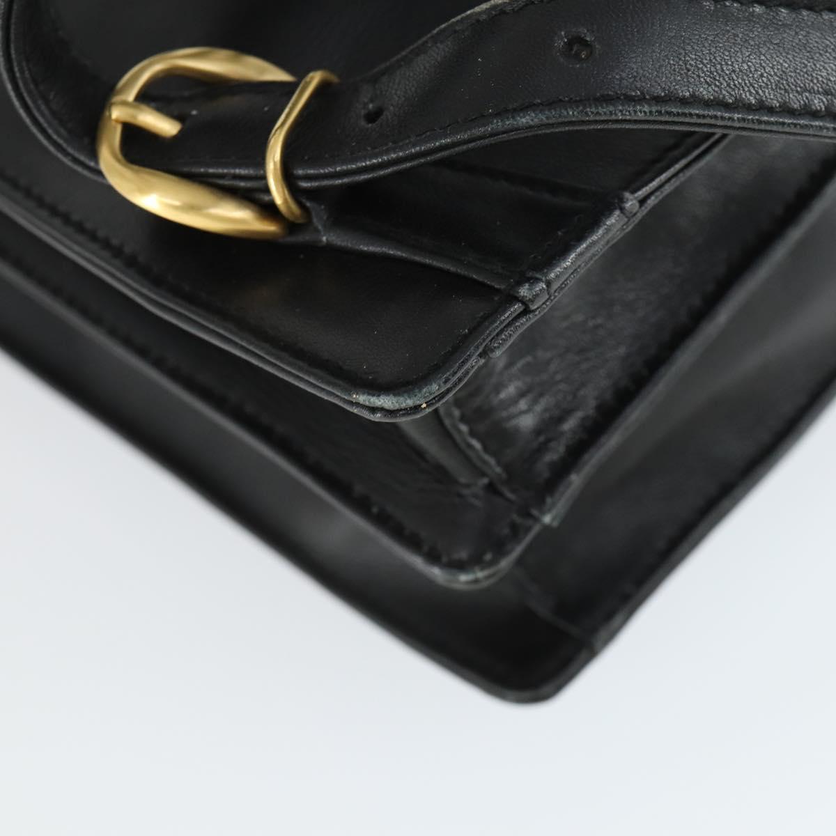 GUCCI Backpack Leather Black Gold Auth bs32276
