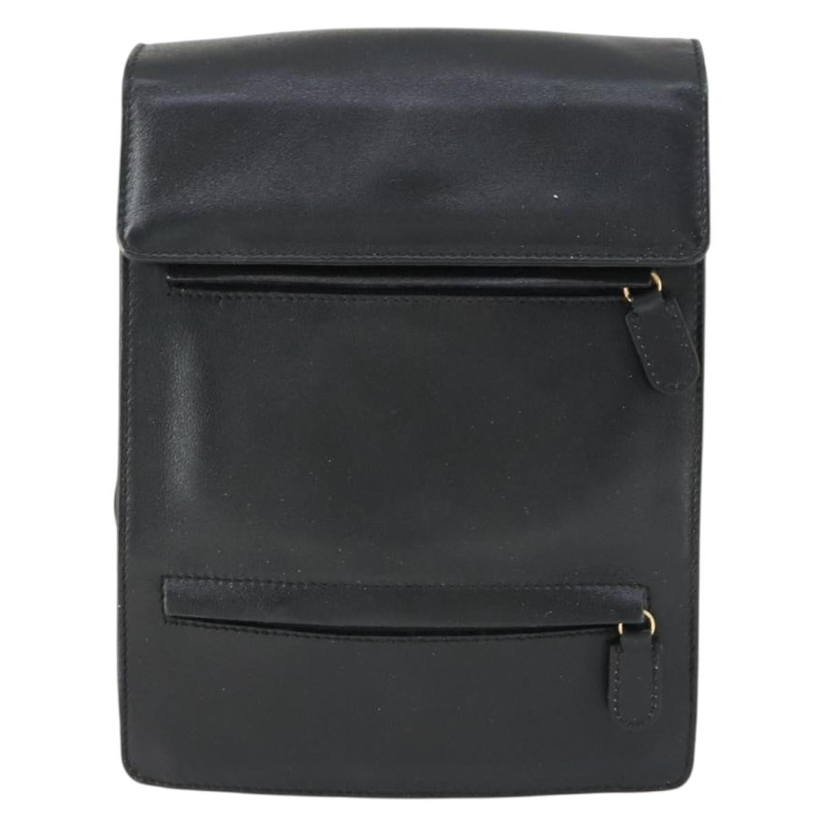 GUCCI Backpack Leather Black Gold Auth bs32276