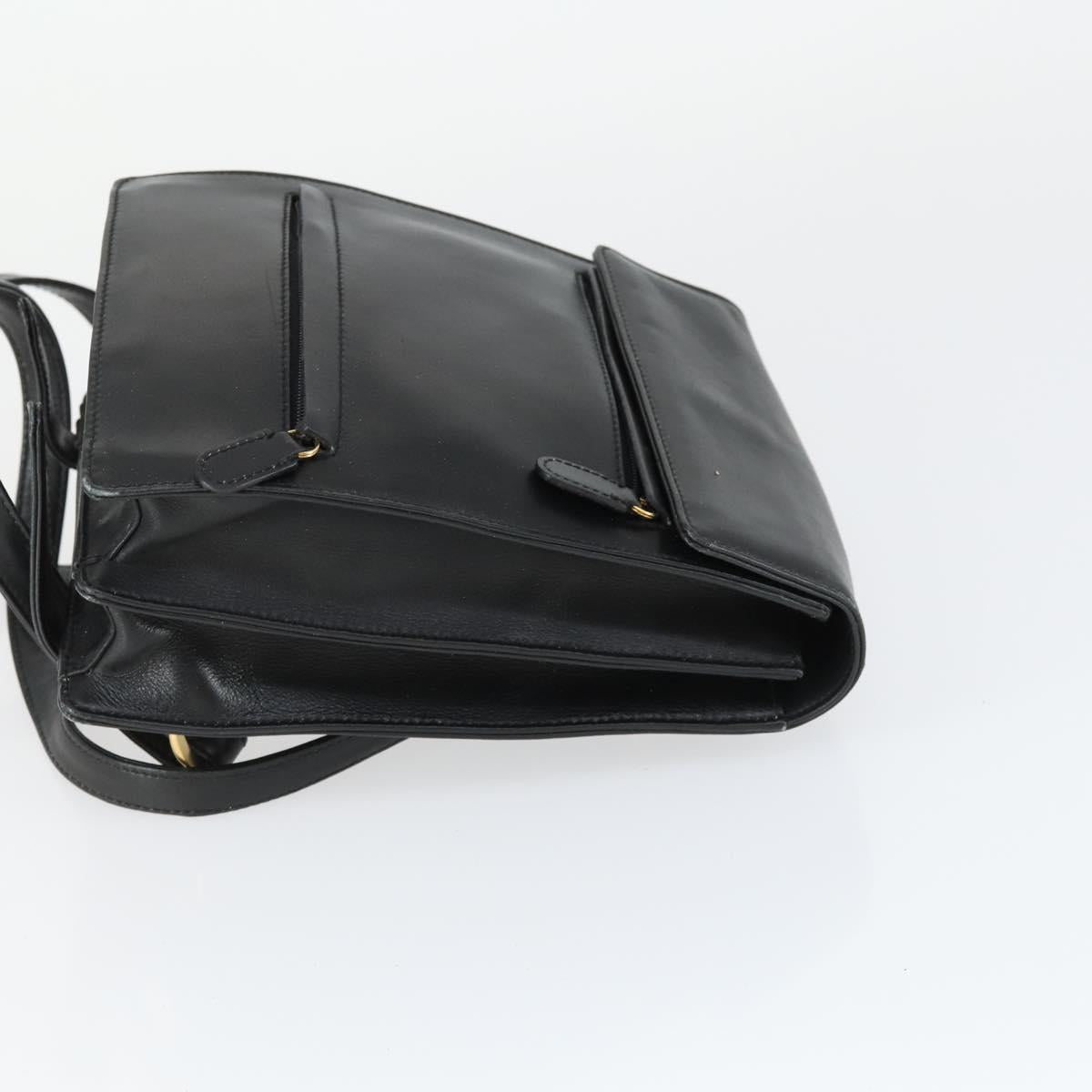 GUCCI Backpack Leather Black Gold Auth bs32276