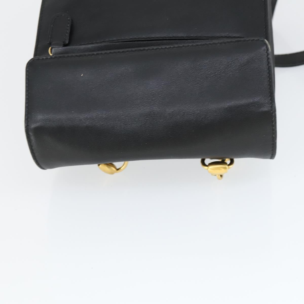 GUCCI Backpack Leather Black Gold Auth bs32276