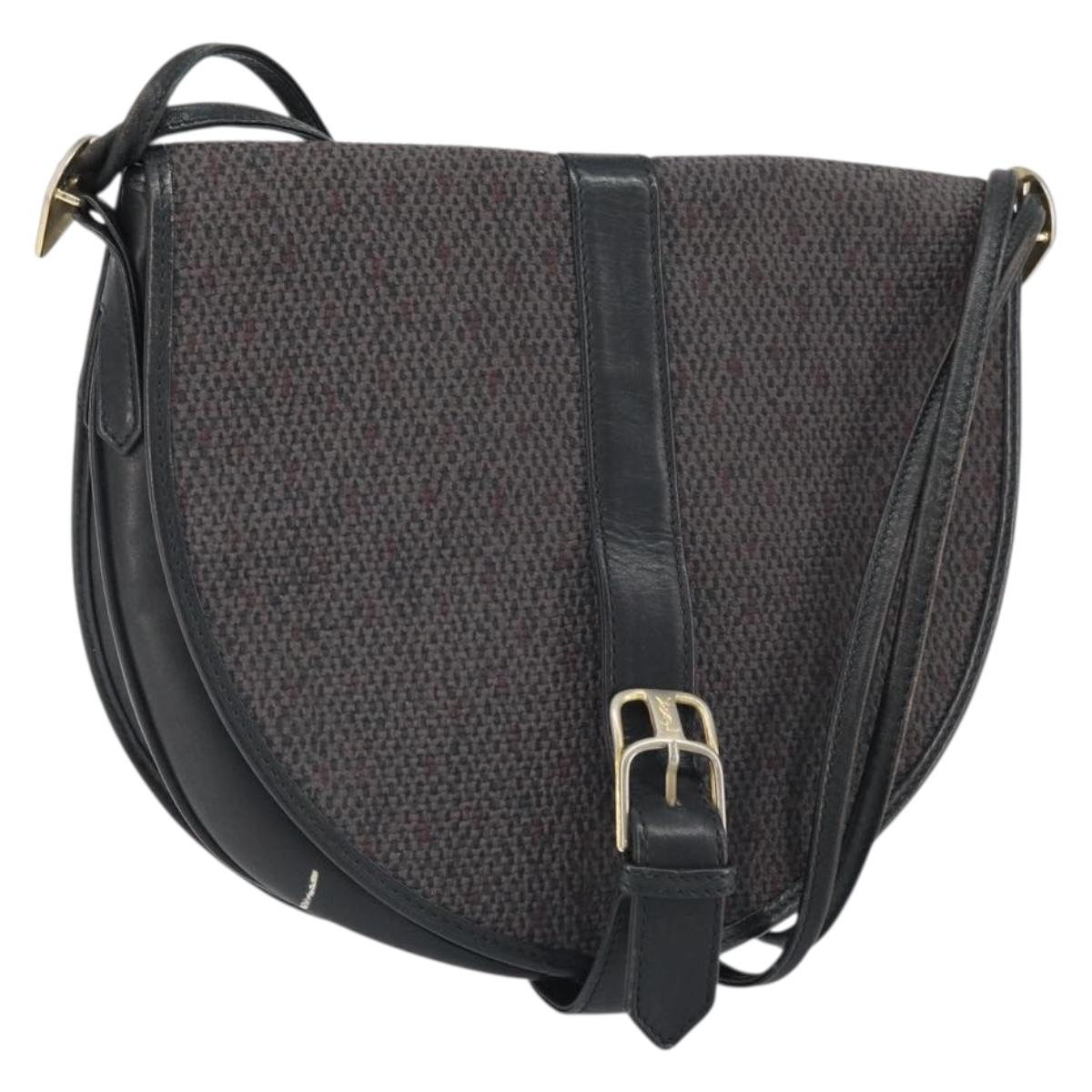 SAINT LAURENT Shoulder Bag Canvas Leather Gray Auth bs32280