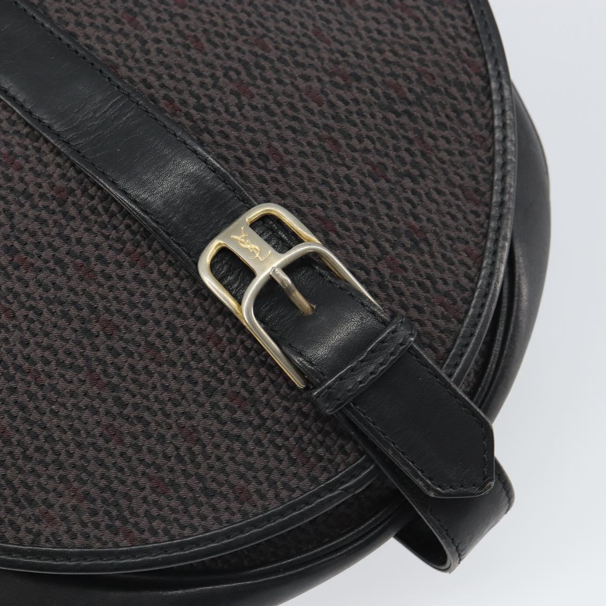 SAINT LAURENT Shoulder Bag Canvas Leather Gray Auth bs32280