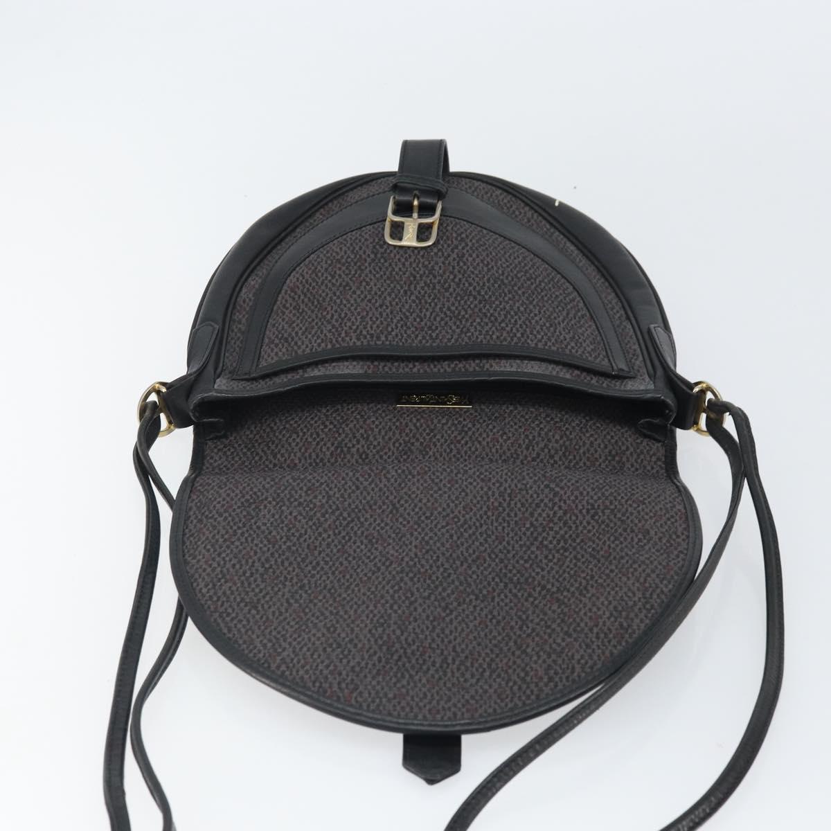 SAINT LAURENT Shoulder Bag Canvas Leather Gray Auth bs32280