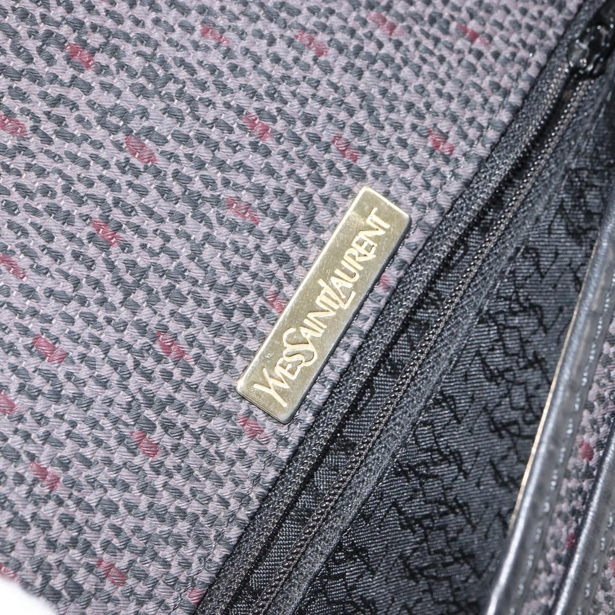 SAINT LAURENT Shoulder Bag Canvas Leather Gray Auth bs32280
