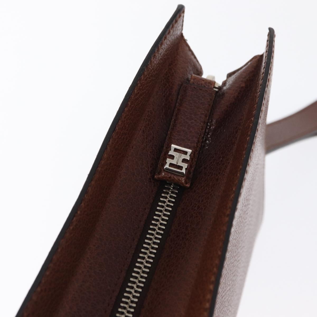 Salvatore Ferragamo Clutch Bag Leather Brown Auth bs32282