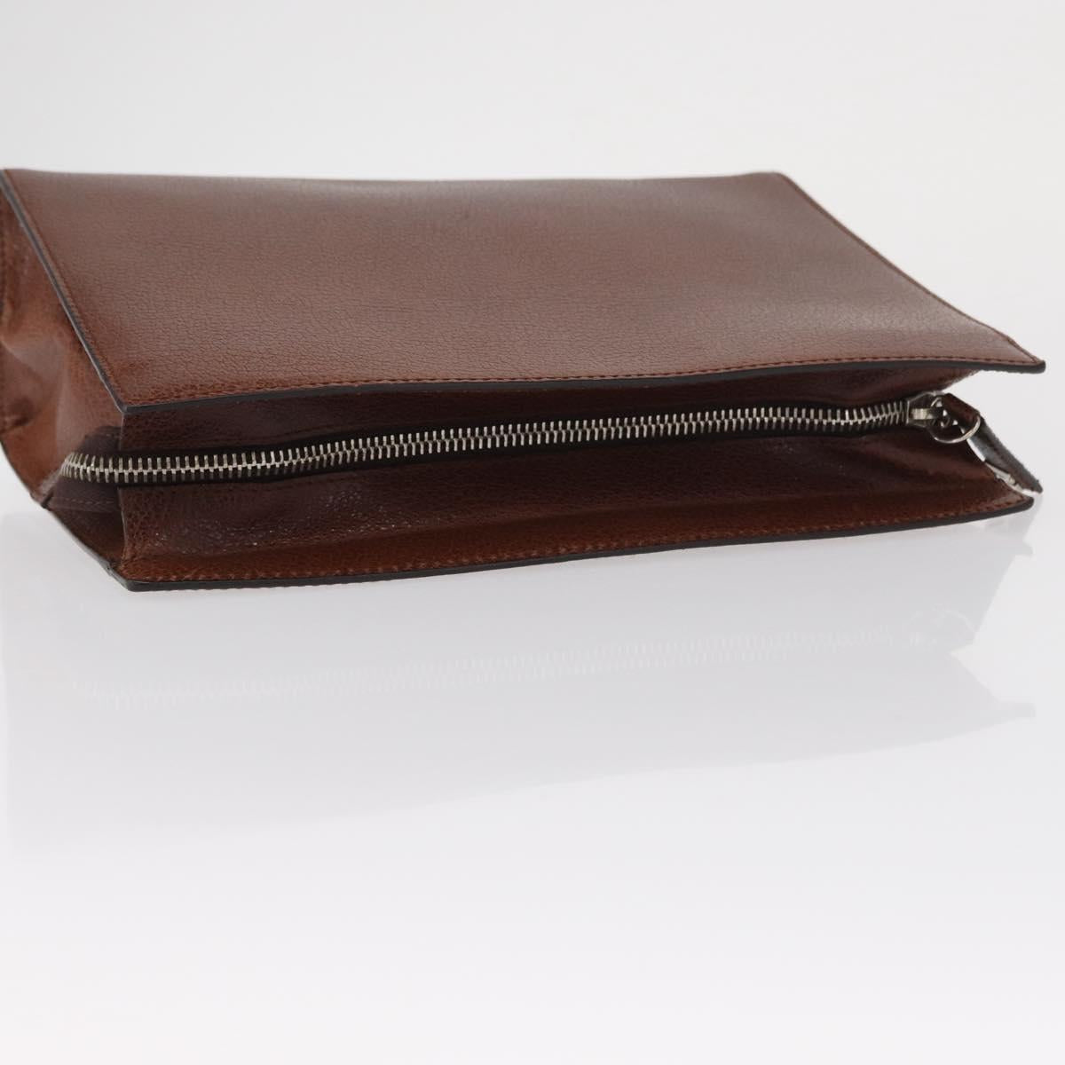 Salvatore Ferragamo Clutch Bag Leather Brown Auth bs32282