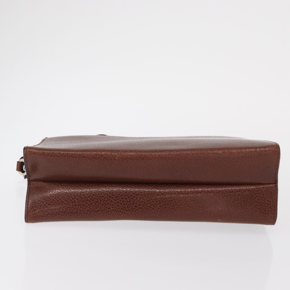 Salvatore Ferragamo Clutch Bag Leather Brown Auth bs32282