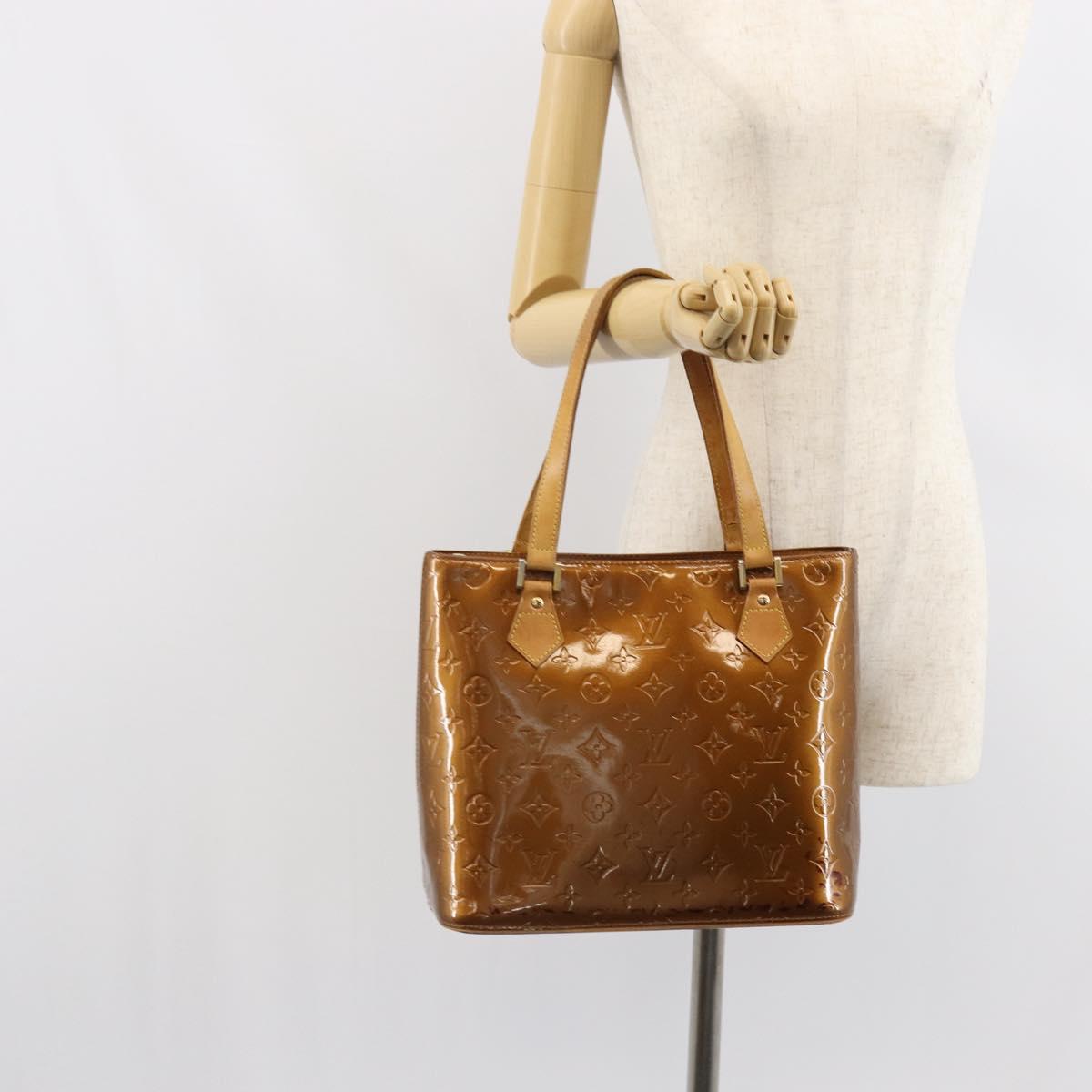LOUIS VUITTON Monogram Vernis Houston Hand Bag Bronze M91122 LV Auth bs32284