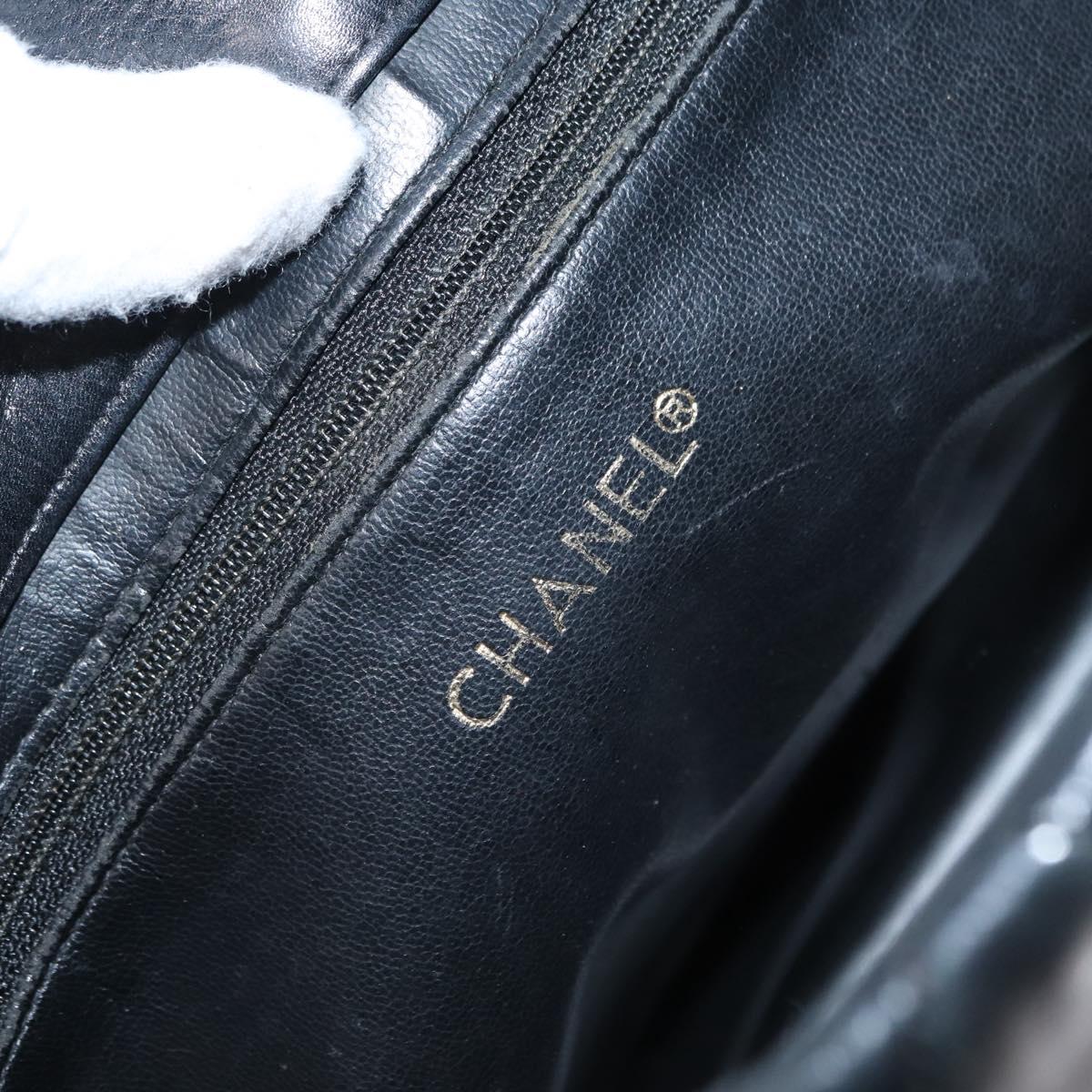 CHANEL Matelasse Chain Shoulder Bag Lamb Skin Black Gold CC Auth bs32292