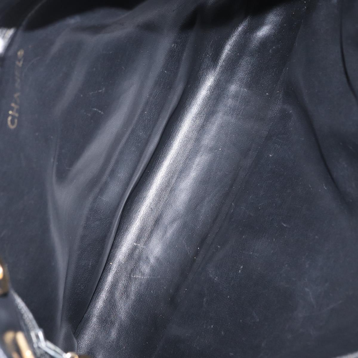 CHANEL Matelasse Chain Shoulder Bag Lamb Skin Black Gold CC Auth bs32292