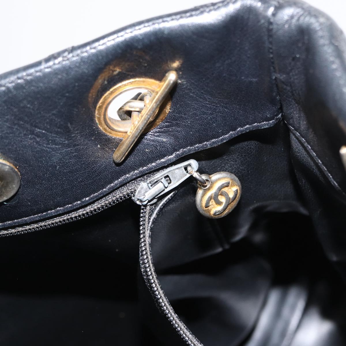 CHANEL Matelasse Chain Shoulder Bag Lamb Skin Black Gold CC Auth bs32292