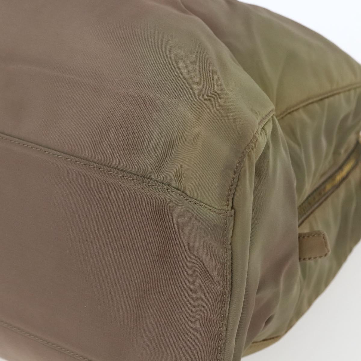 PRADA Chain Shoulder Bag Nylon Khaki Gold Auth bs32294
