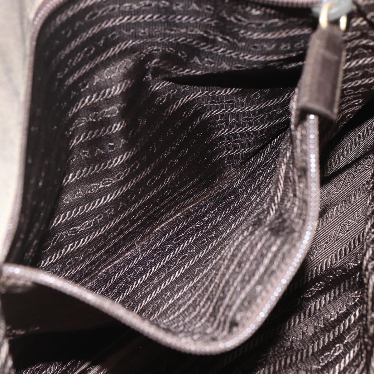PRADA Chain Shoulder Bag Nylon Khaki Gold Auth bs32294