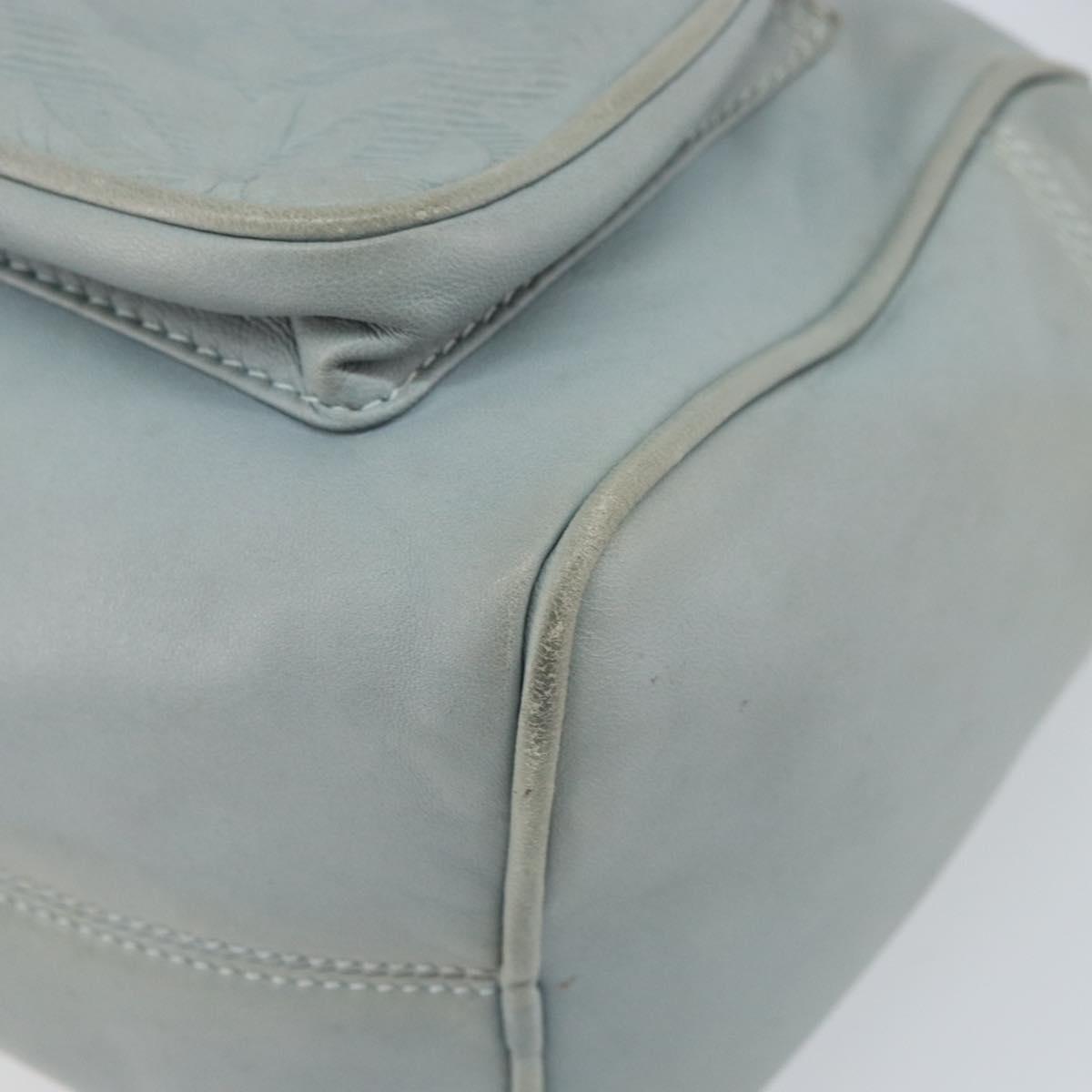 LOEWE Anagram Shoulder Bag Leather Light Blue Gold Auth bs32302