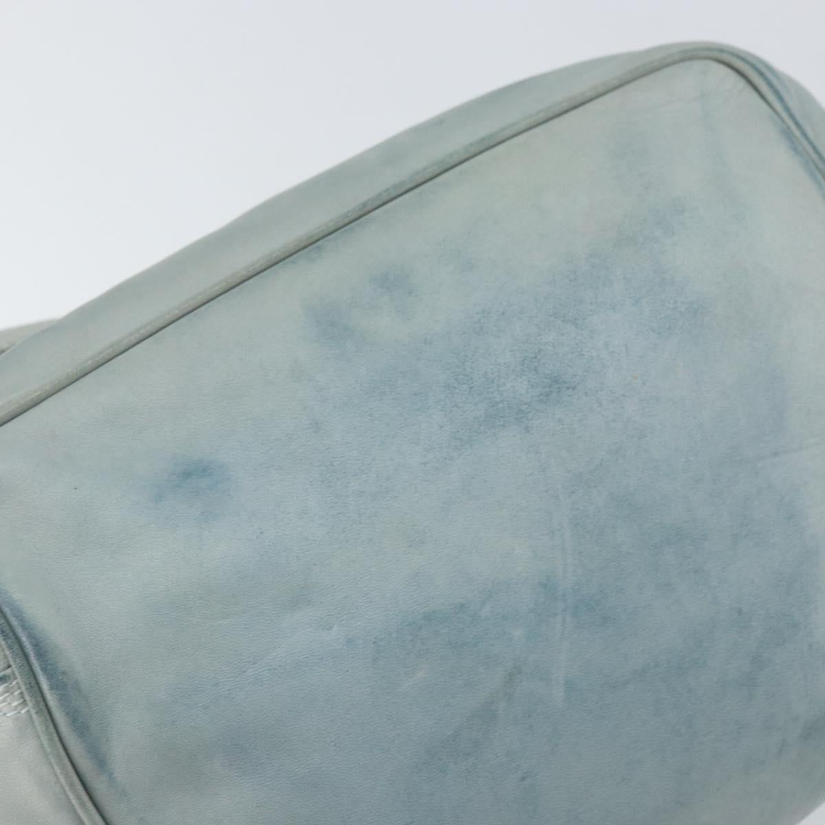 LOEWE Anagram Shoulder Bag Leather Light Blue Gold Auth bs32302